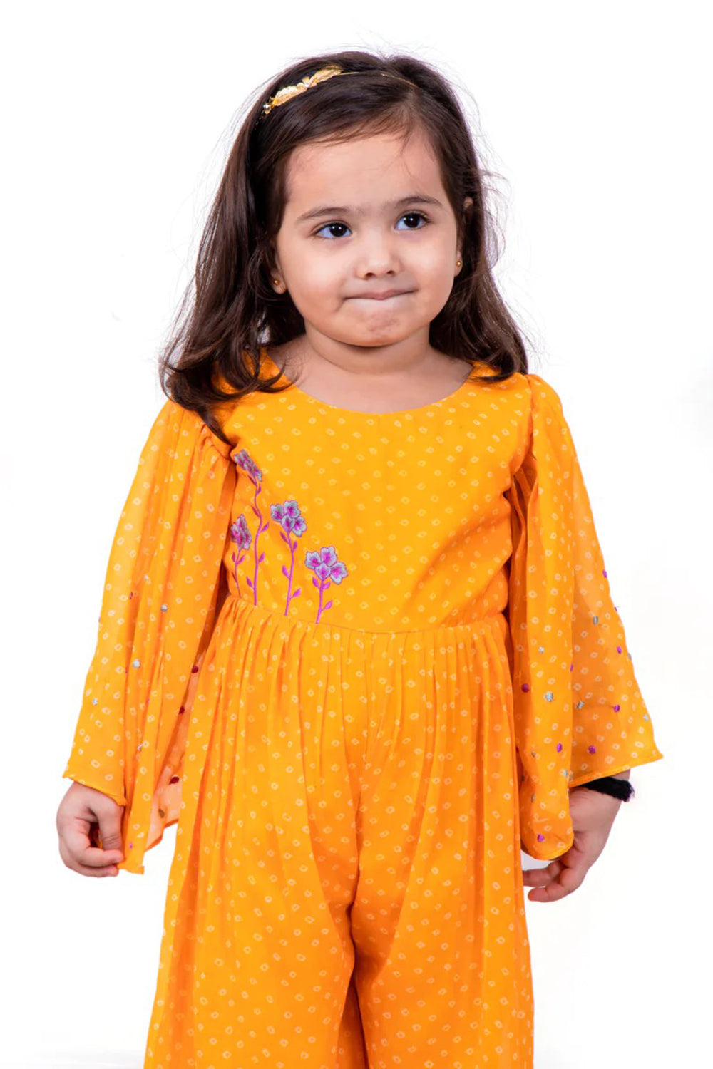 YELLOW BANDHANI JUMPSUIT