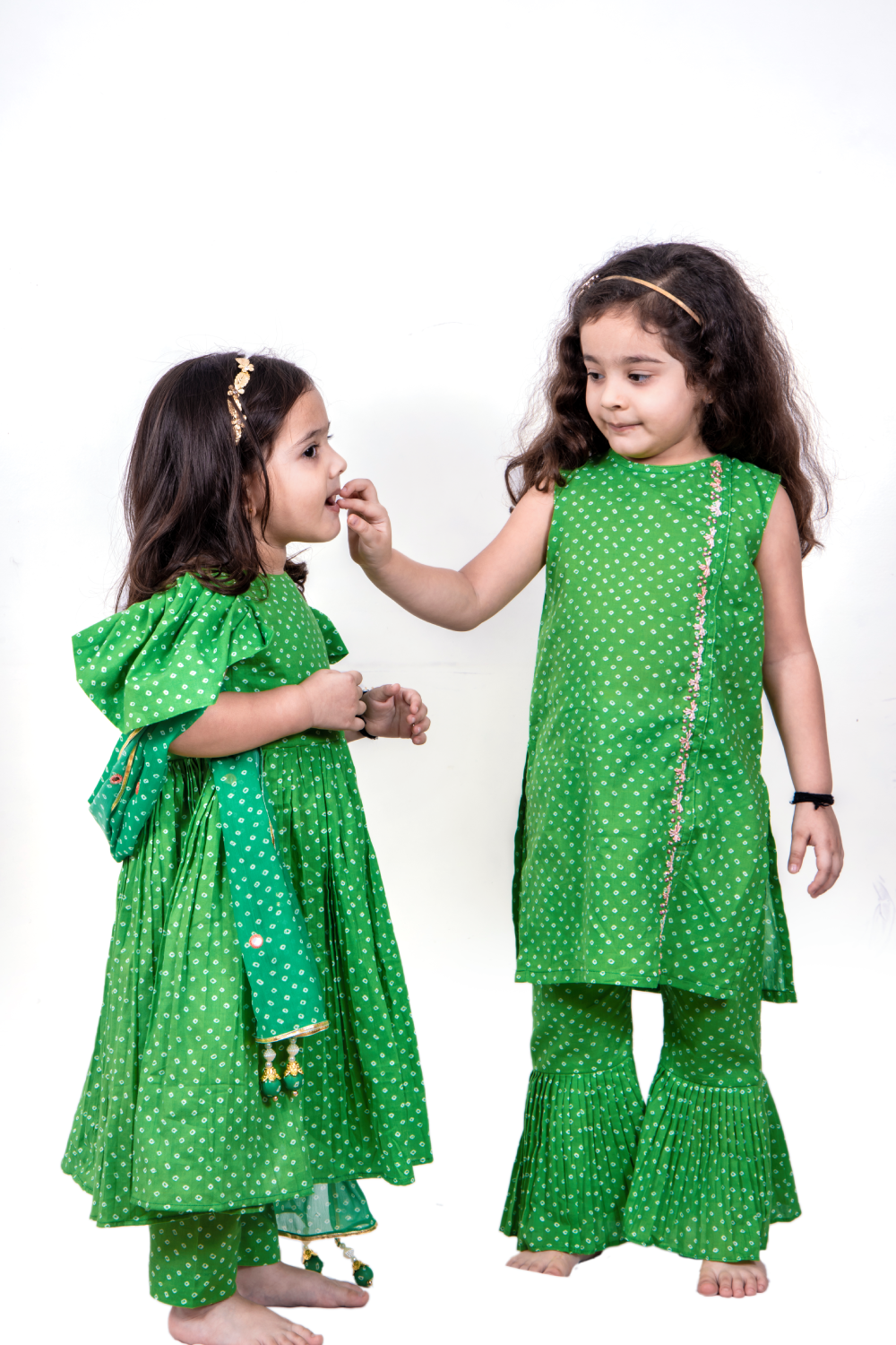 GREEN BANDHANI SHARARA SET