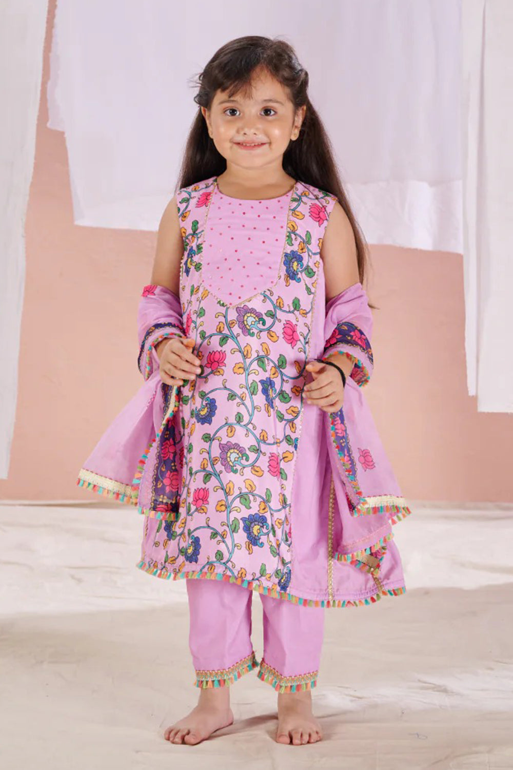 LAVENDER KALAMKARI SUIT SET