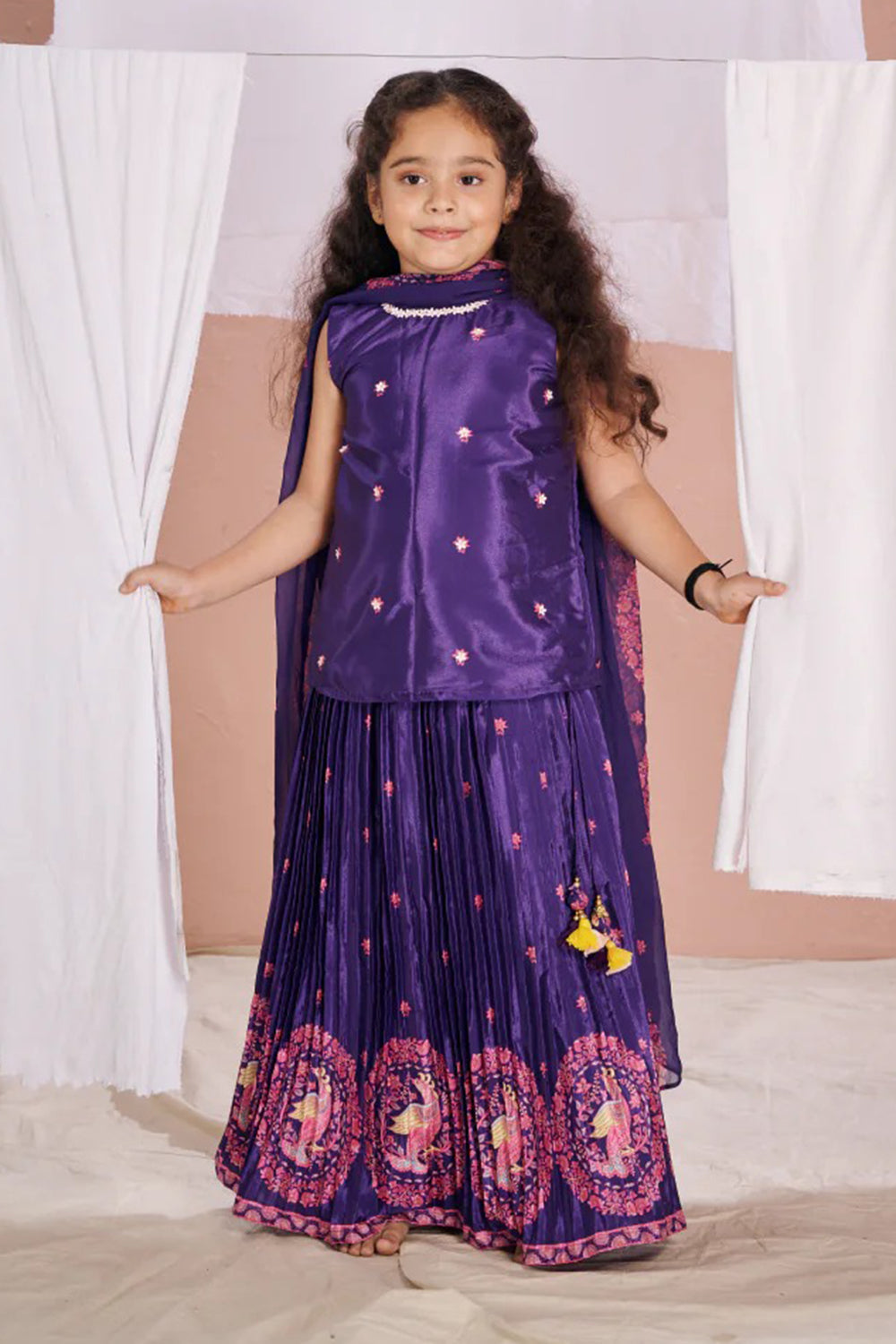 PURPLE KALAMKARI LEHENGA SET