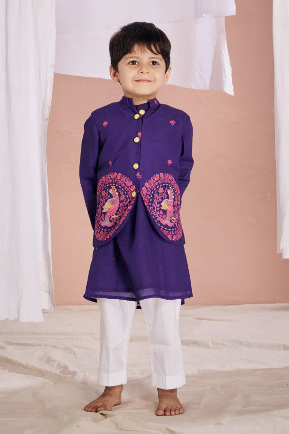 PURPLE KALAMKARI BANDI SET