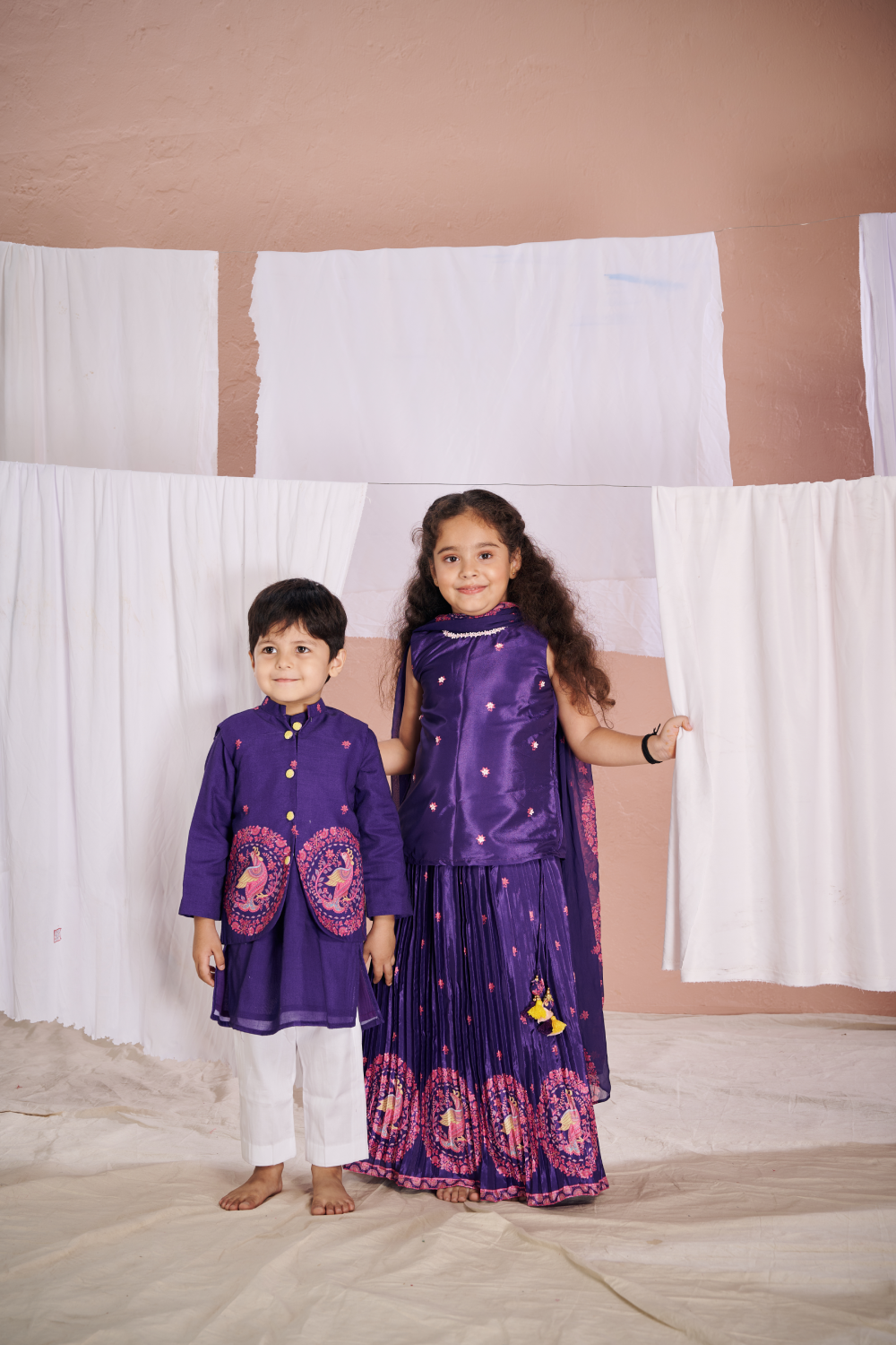PURPLE KALAMKARI BANDI SET