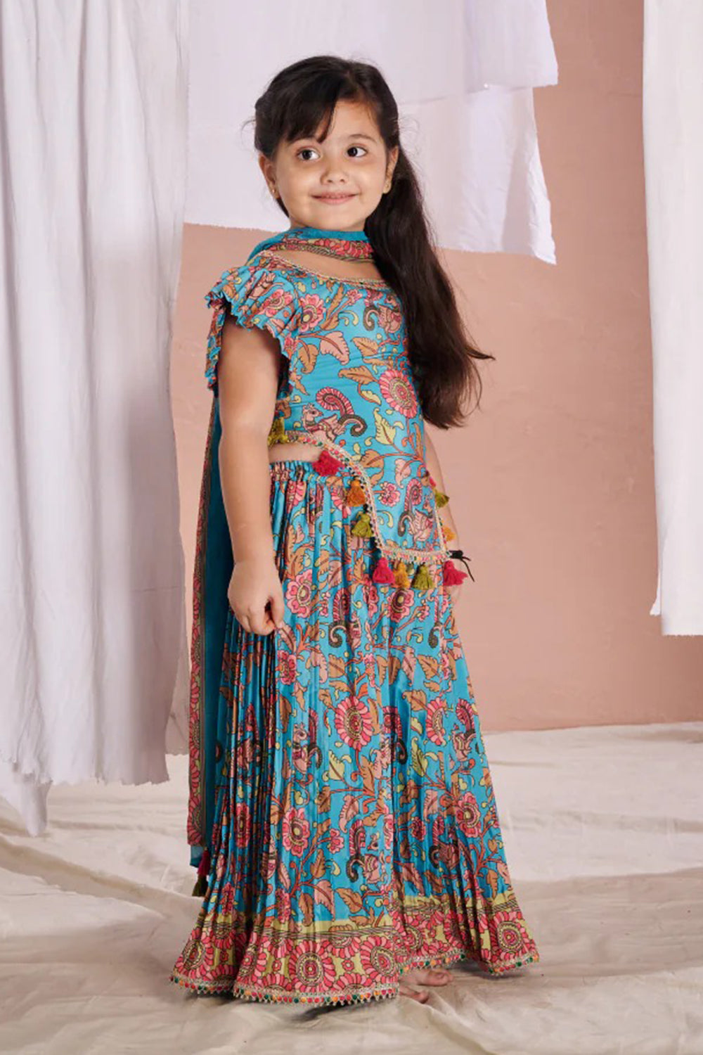 BLUE KALAMKARI SHARARA SET