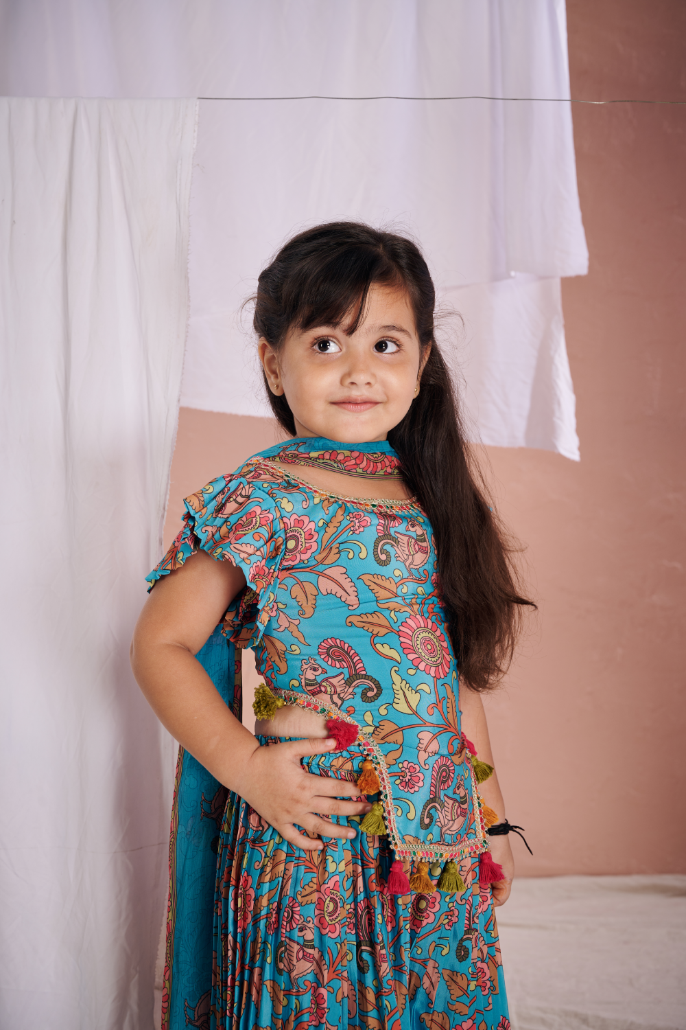 BLUE KALAMKARI SHARARA SET