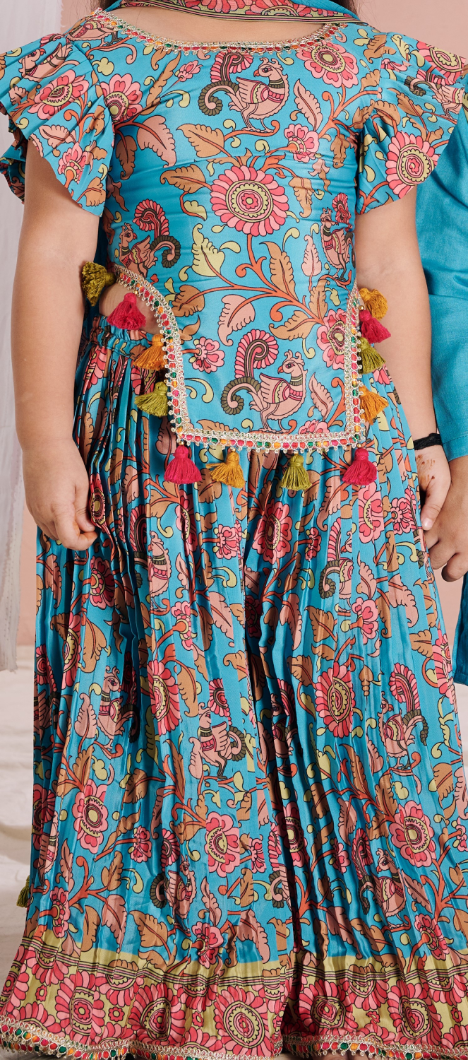 BLUE KALAMKARI SHARARA SET