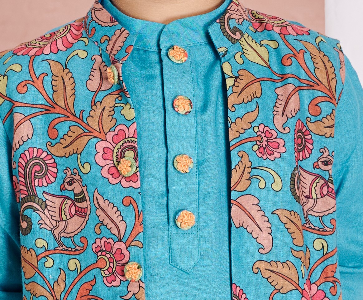 BLUE KALAMKARI BANDI SET