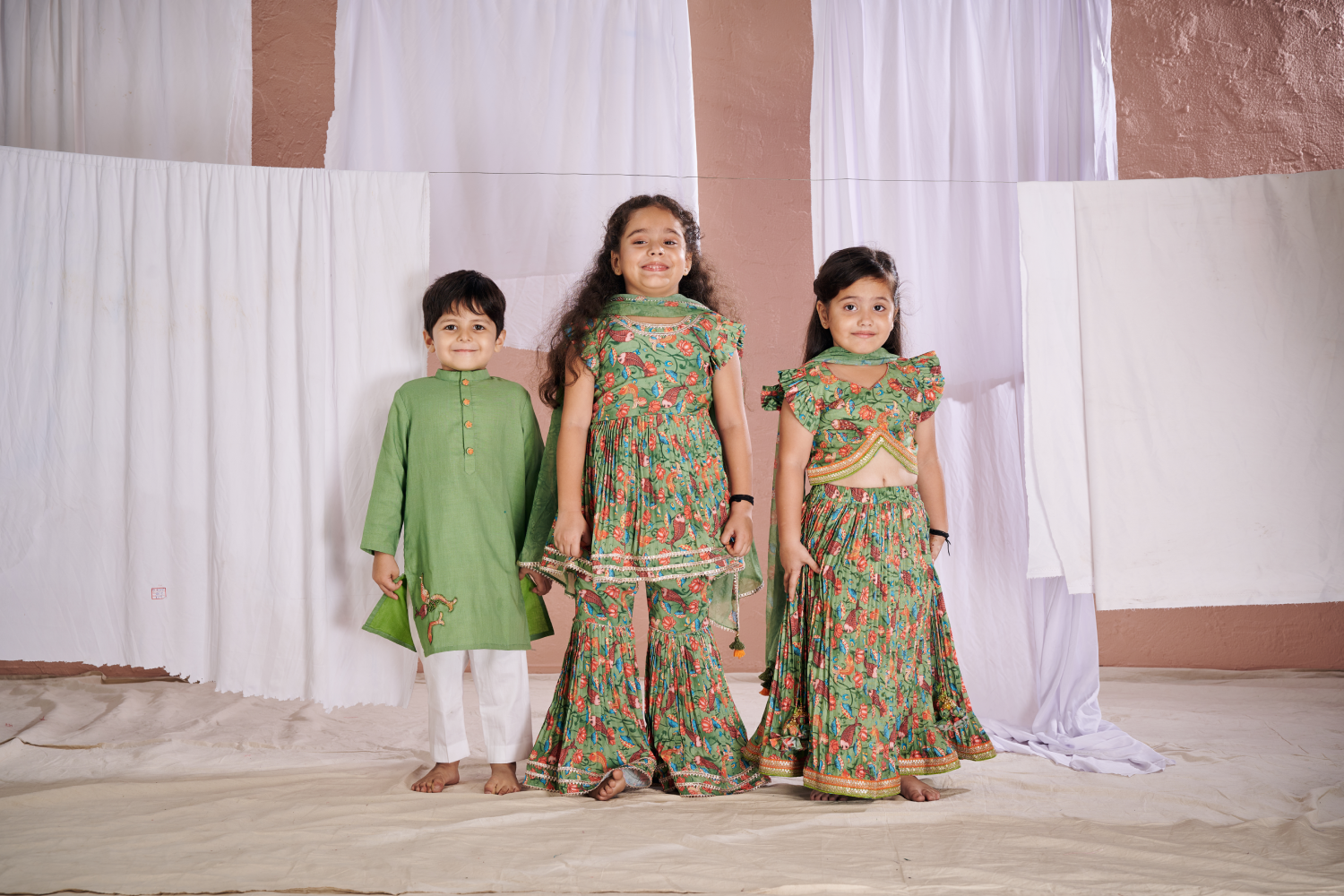 GREEN FISH KALAMKARI LEHENGA SET