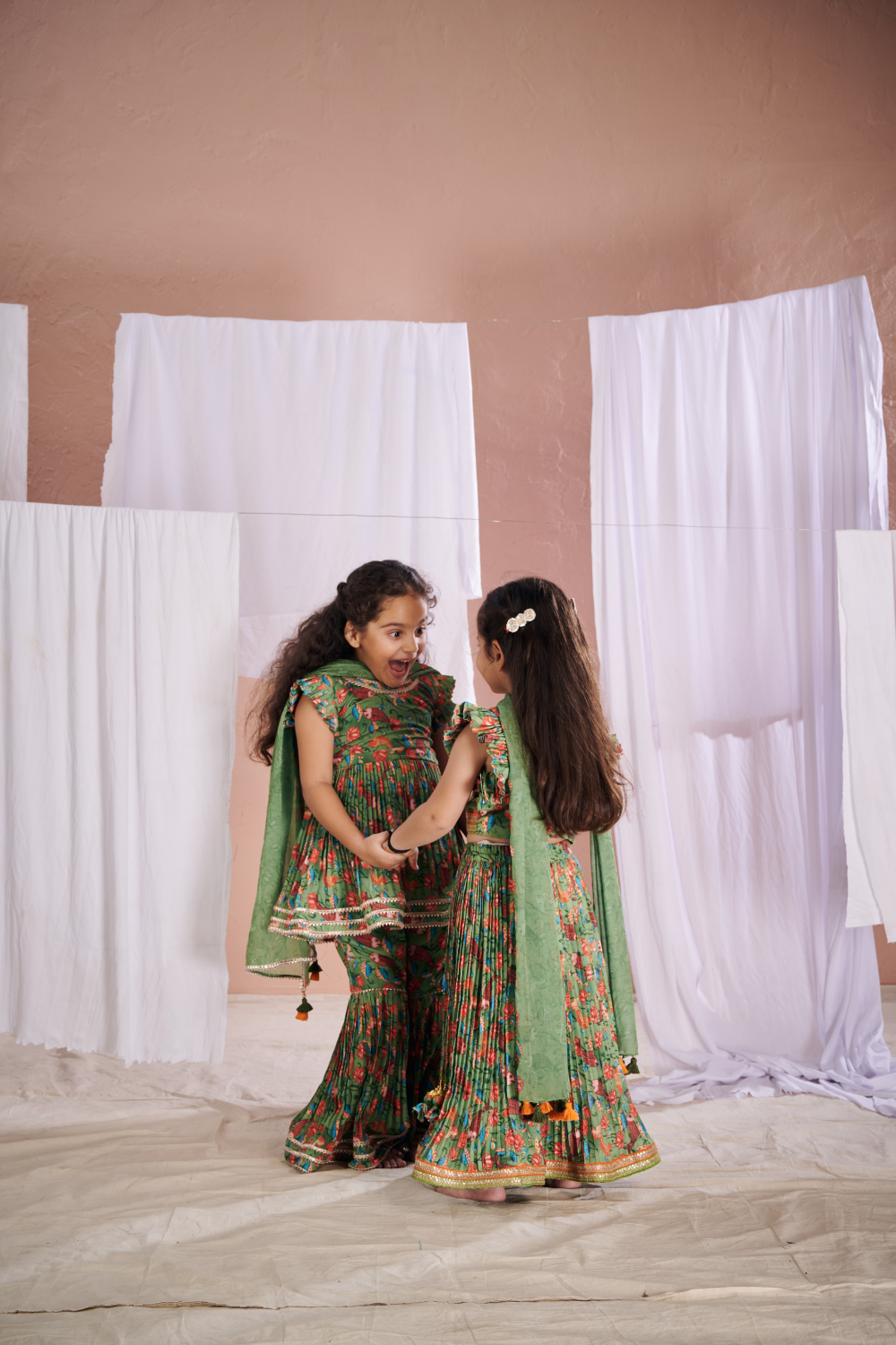 GREEN FISH KALAMKARI LEHENGA SET