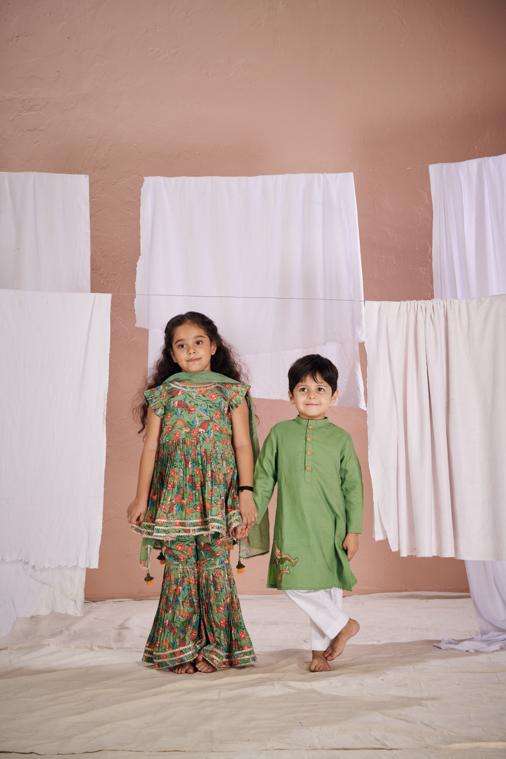 GREEN FISH SHARARA SET