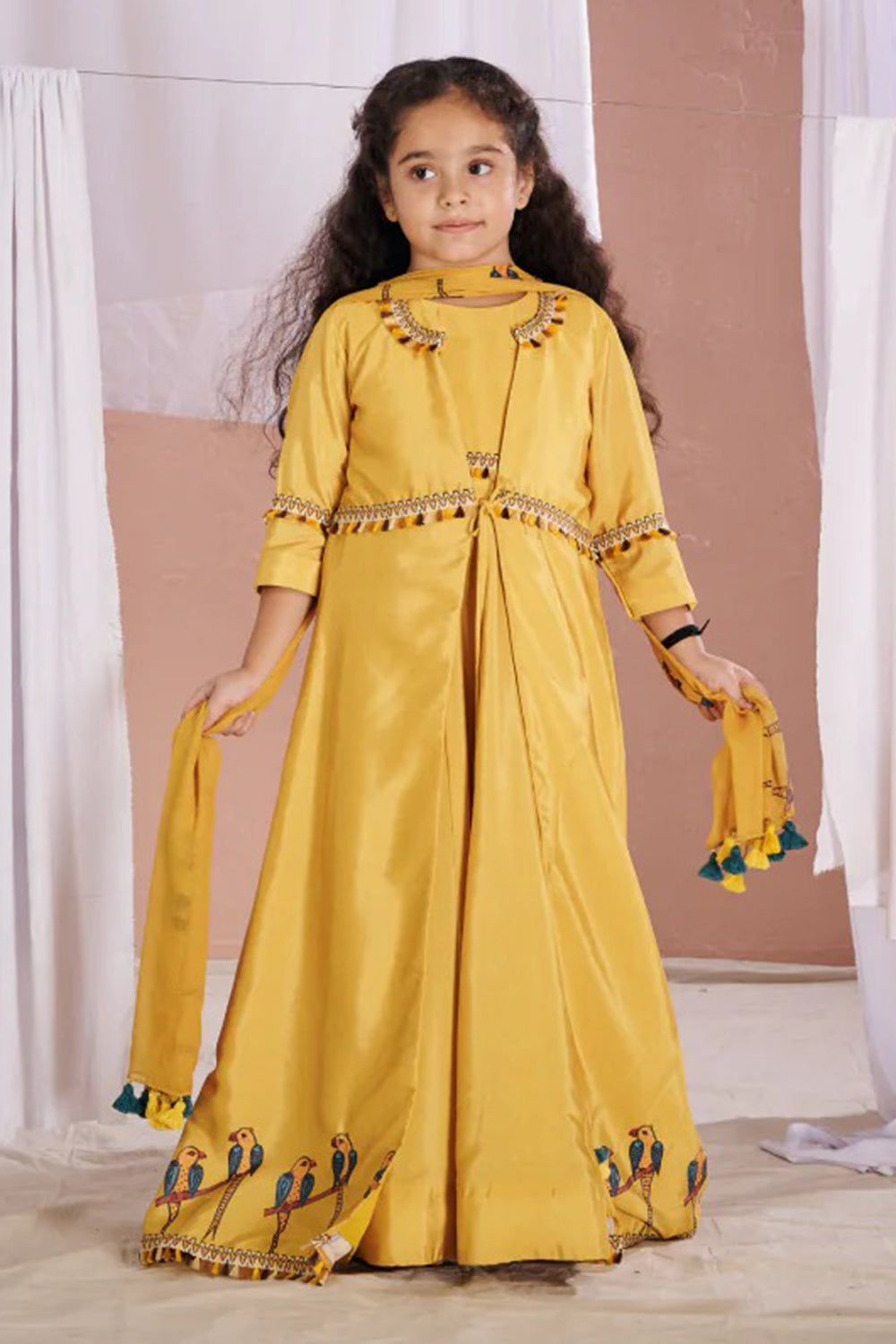 YELLOW PARROT ANARKALI SET