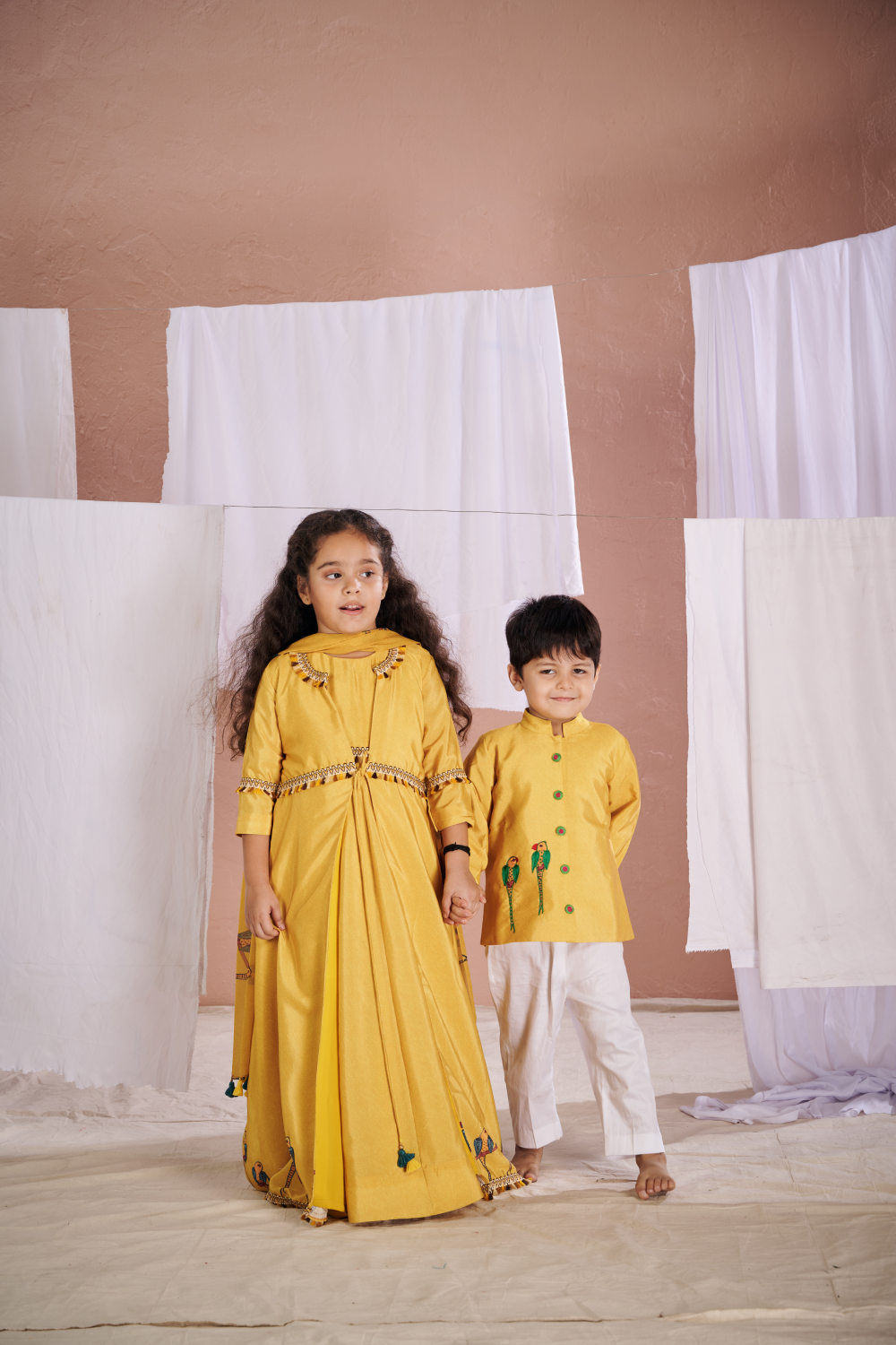 YELLOW PARROT ANARKALI SET