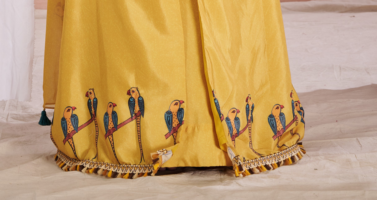 YELLOW PARROT ANARKALI SET