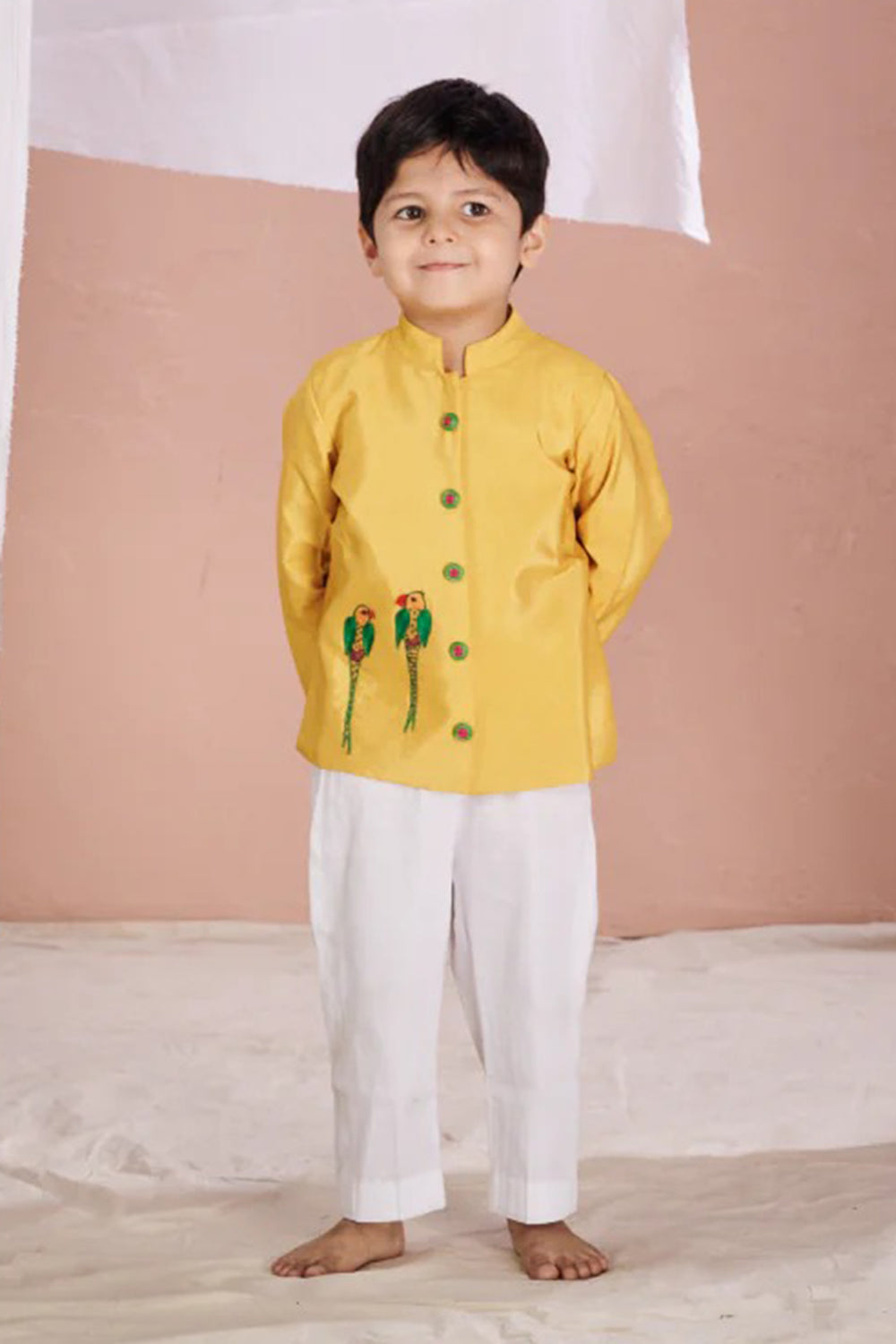 YELLOW PARROT BANDHGALA SET