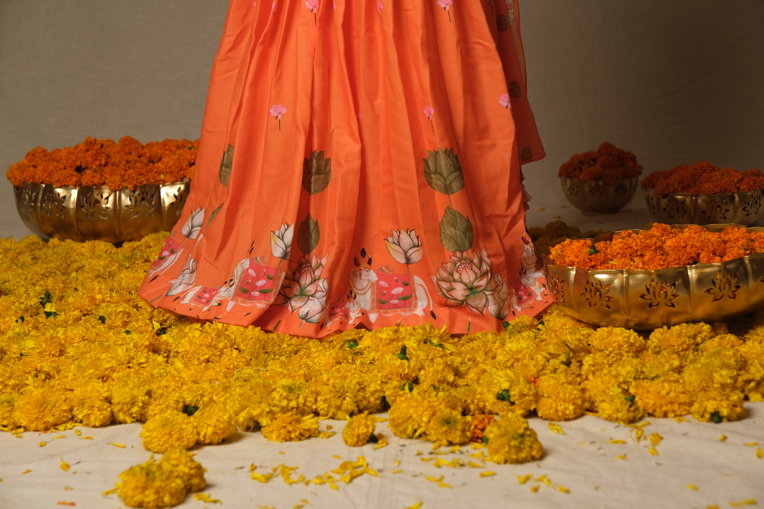 ORANGE PICHWAI LEHENGA SET