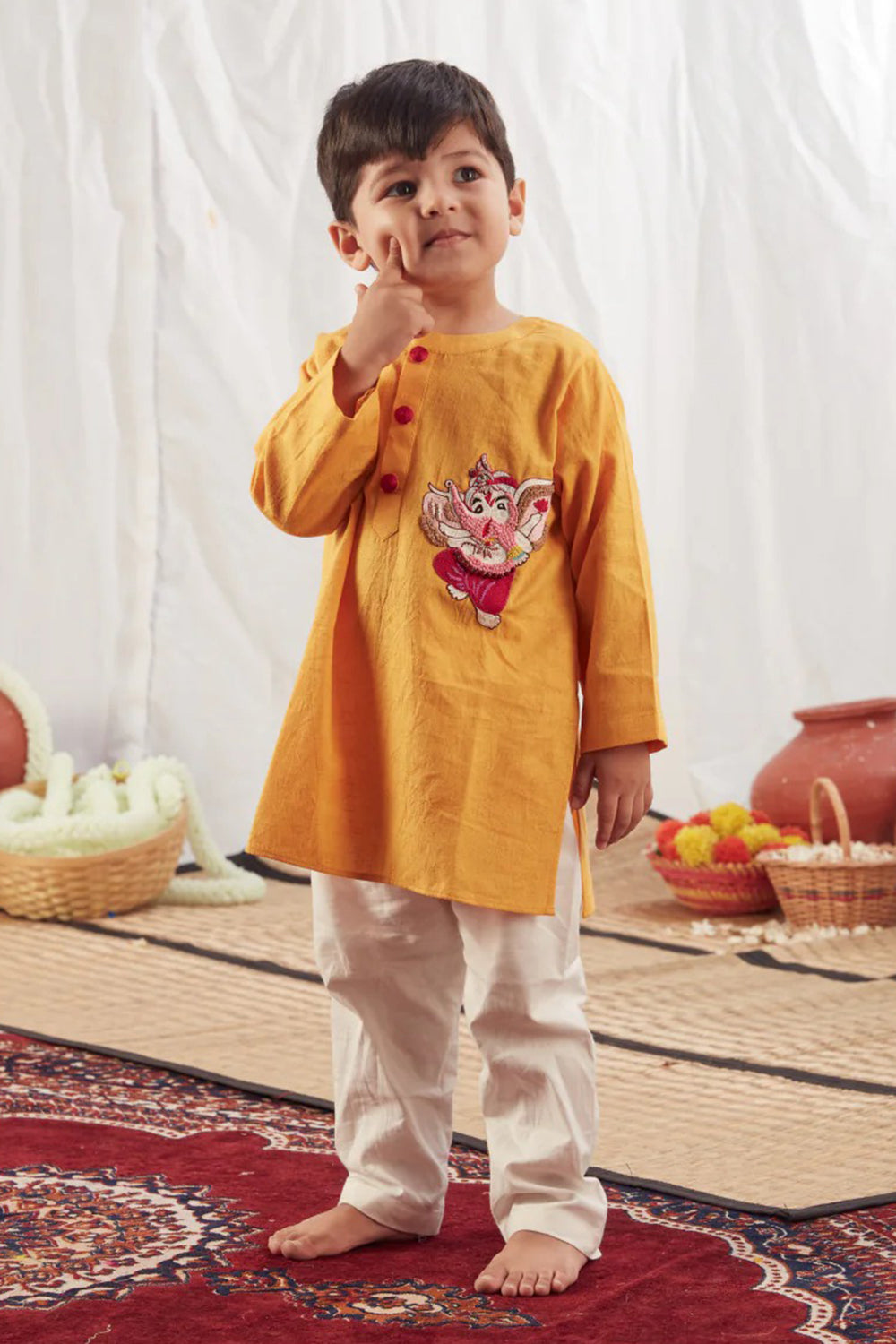 YELLOW GANESH KURTA SET