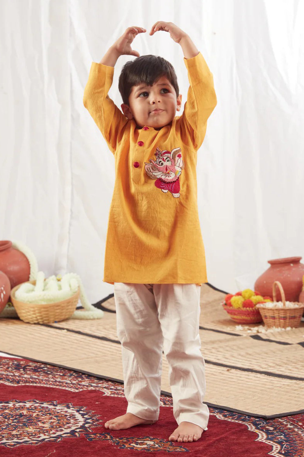 YELLOW GANESH KURTA SET
