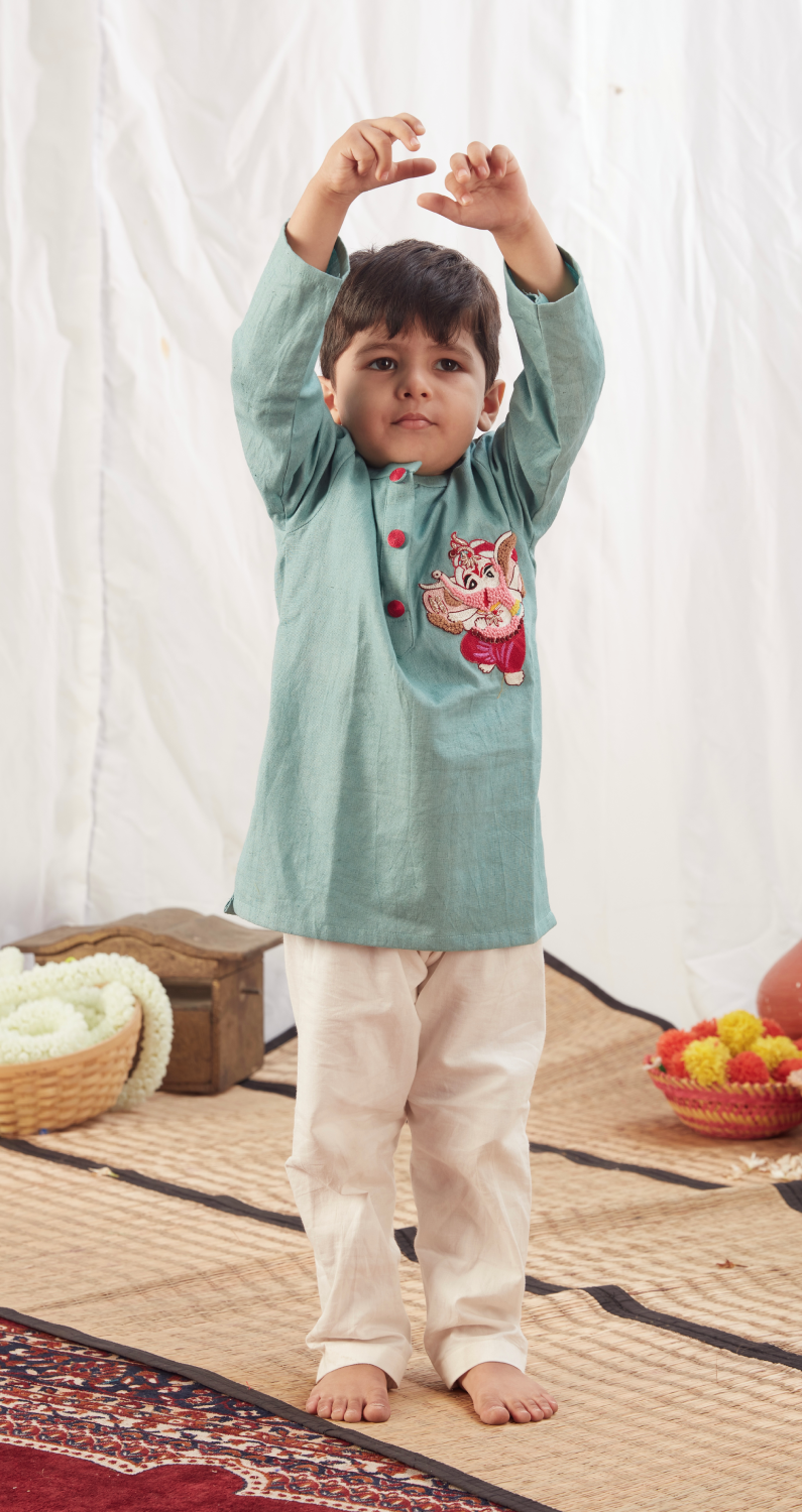 BLUE GANESHJI KURTA SET