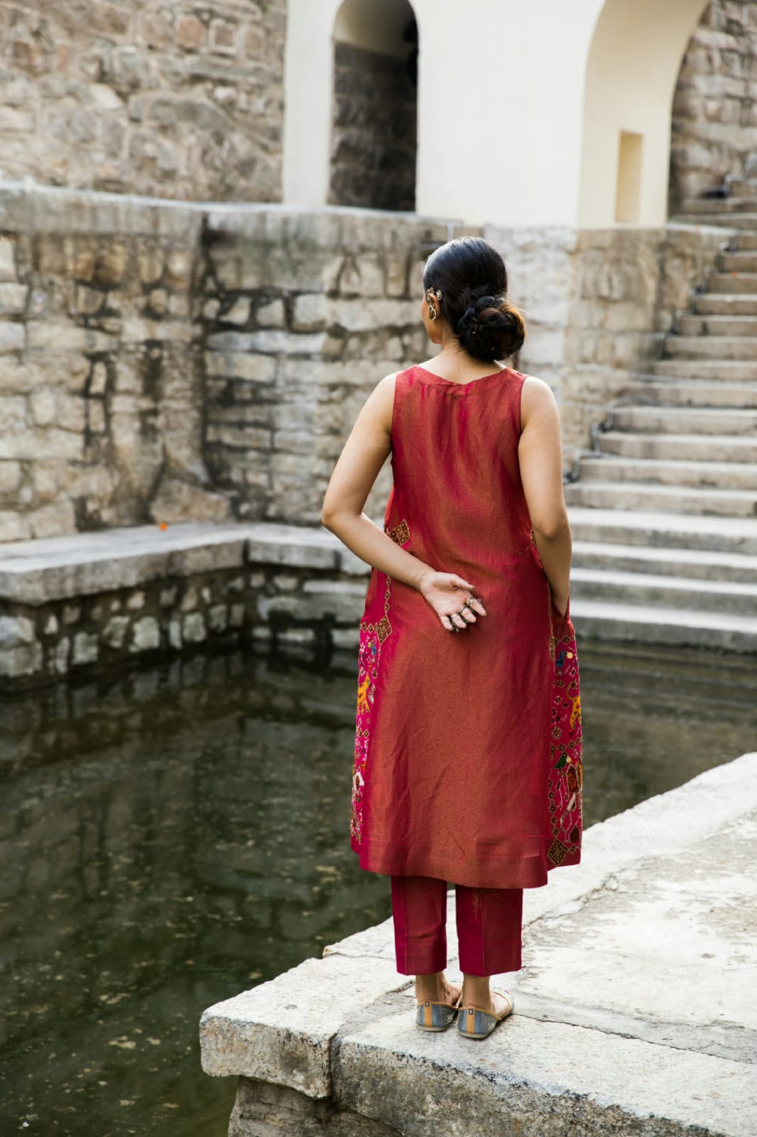 Sufi-Raspberry Pink Patola Kurti Set