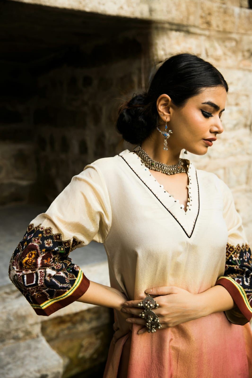 Sufi-Shaded Patola Kurti Set