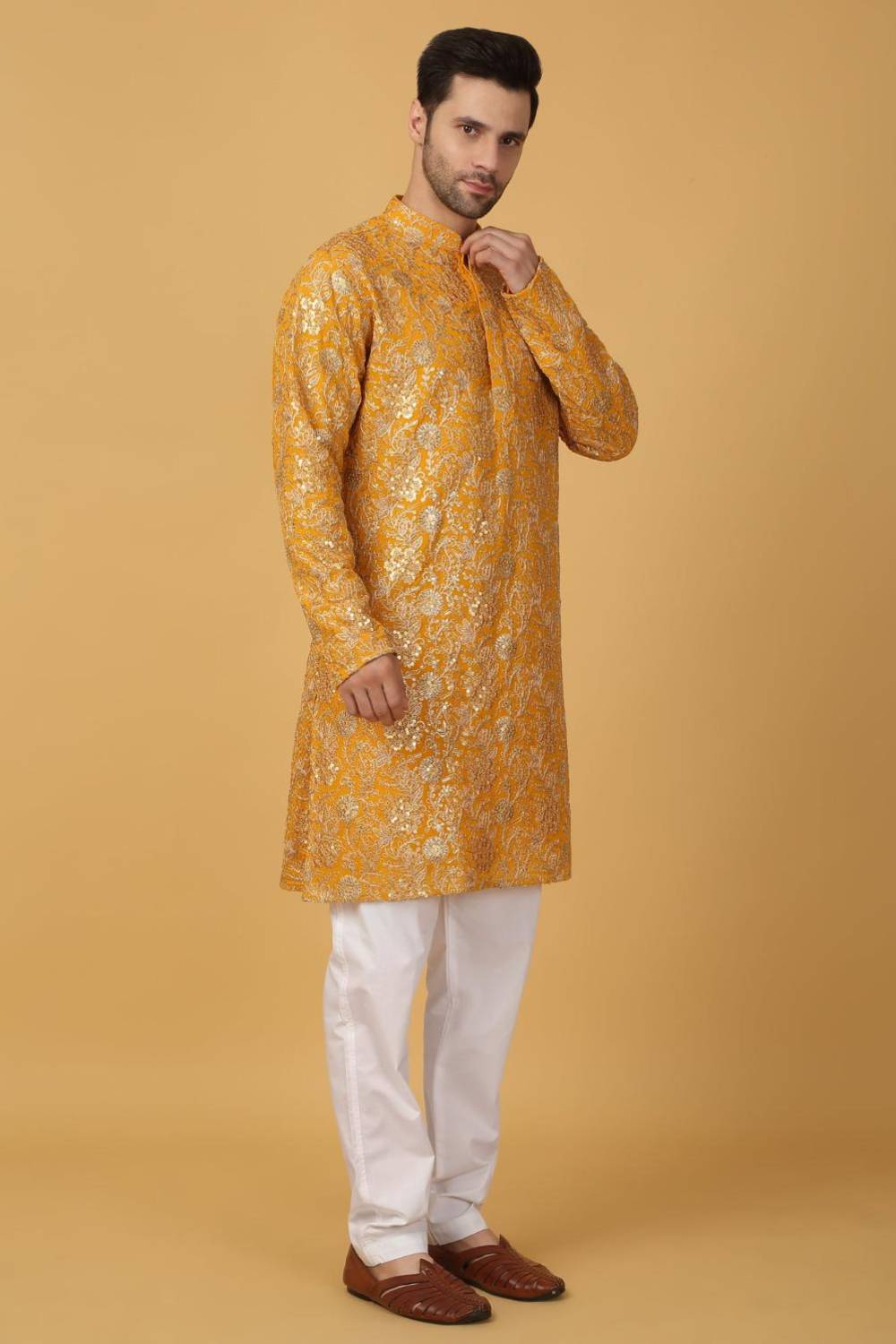 Zar Firdaus Embroidered  Kurta Pants Set - Yellow