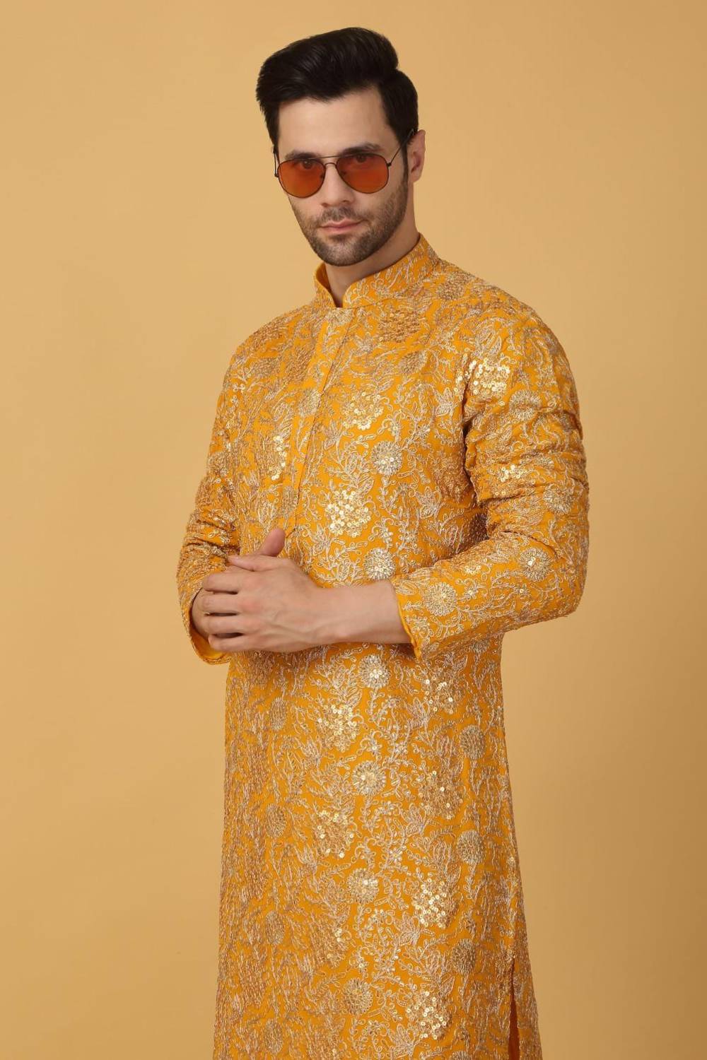 Zar Firdaus Embroidered  Kurta Pants Set - Yellow
