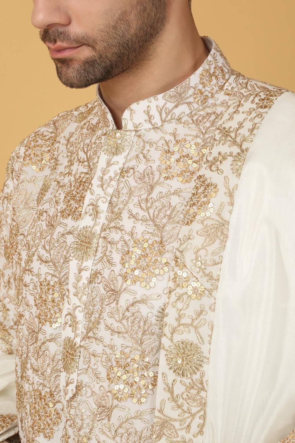 Zar Firdaus  Embroidered  Kurta  Set - Ivory