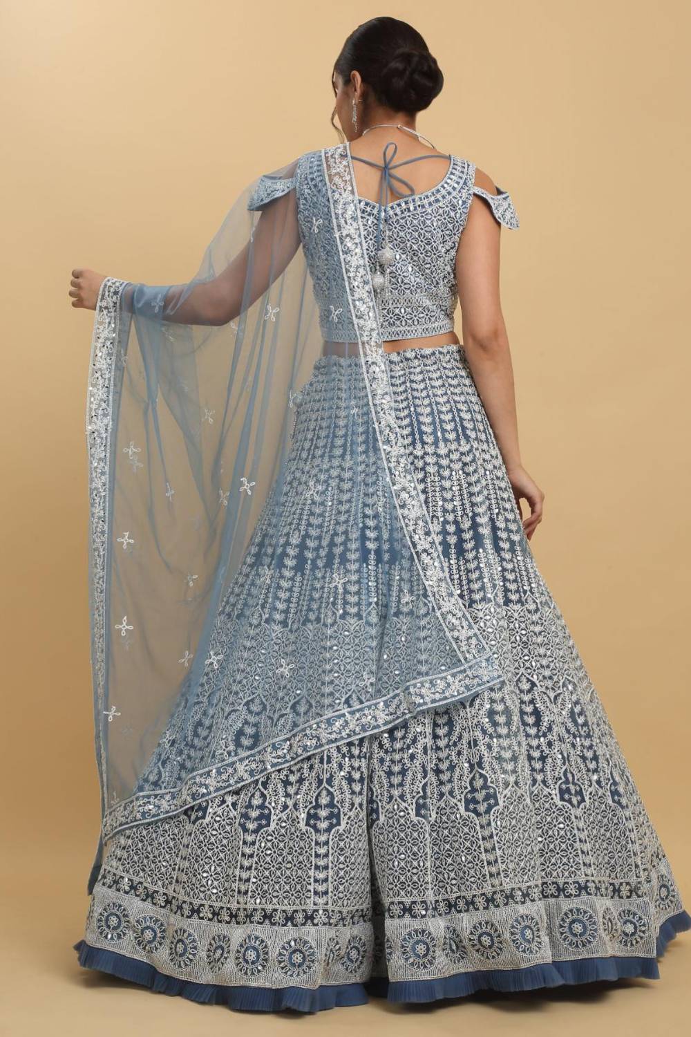 Suhana Mirror Embroidered Leaf Neck Lehenga Set
