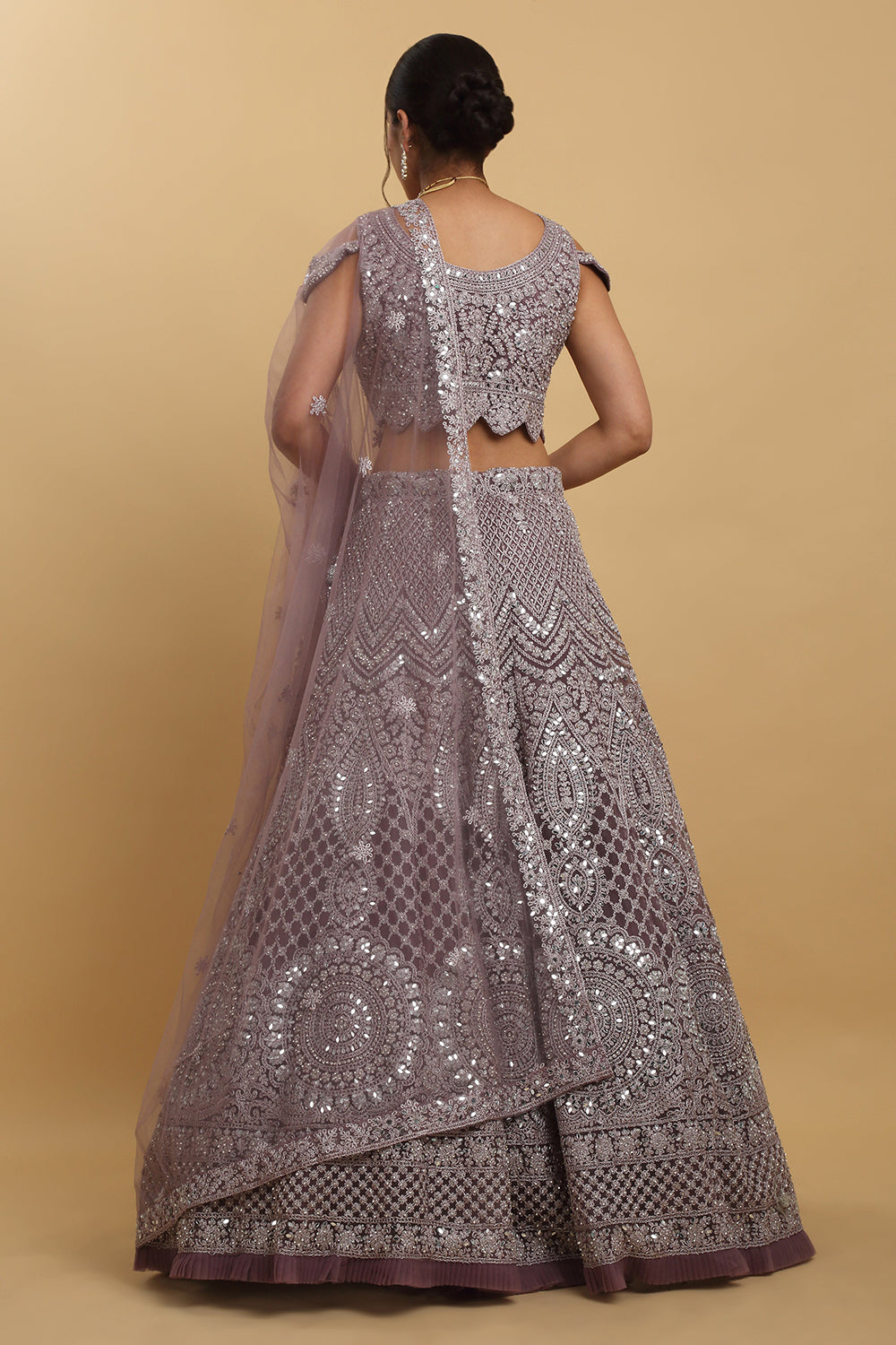 Maharsh Purple Mirror Embroidered Lehenga Set