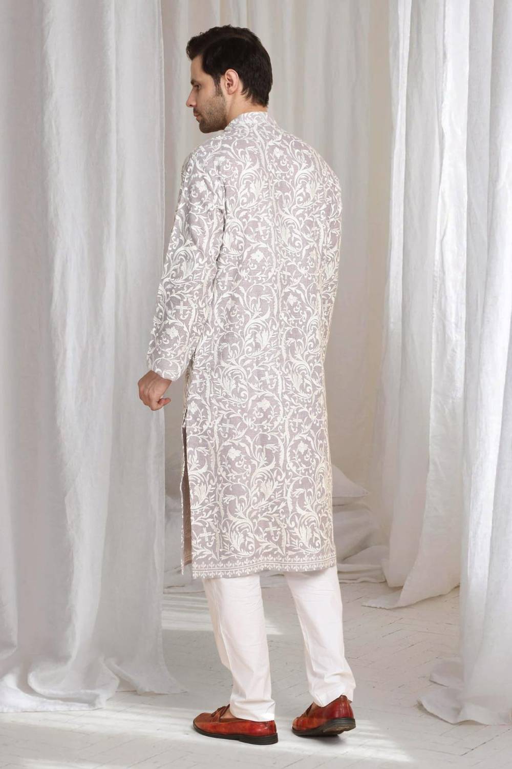 Aham Flora Thread Embroidered Kurta Set - Pastel Purple