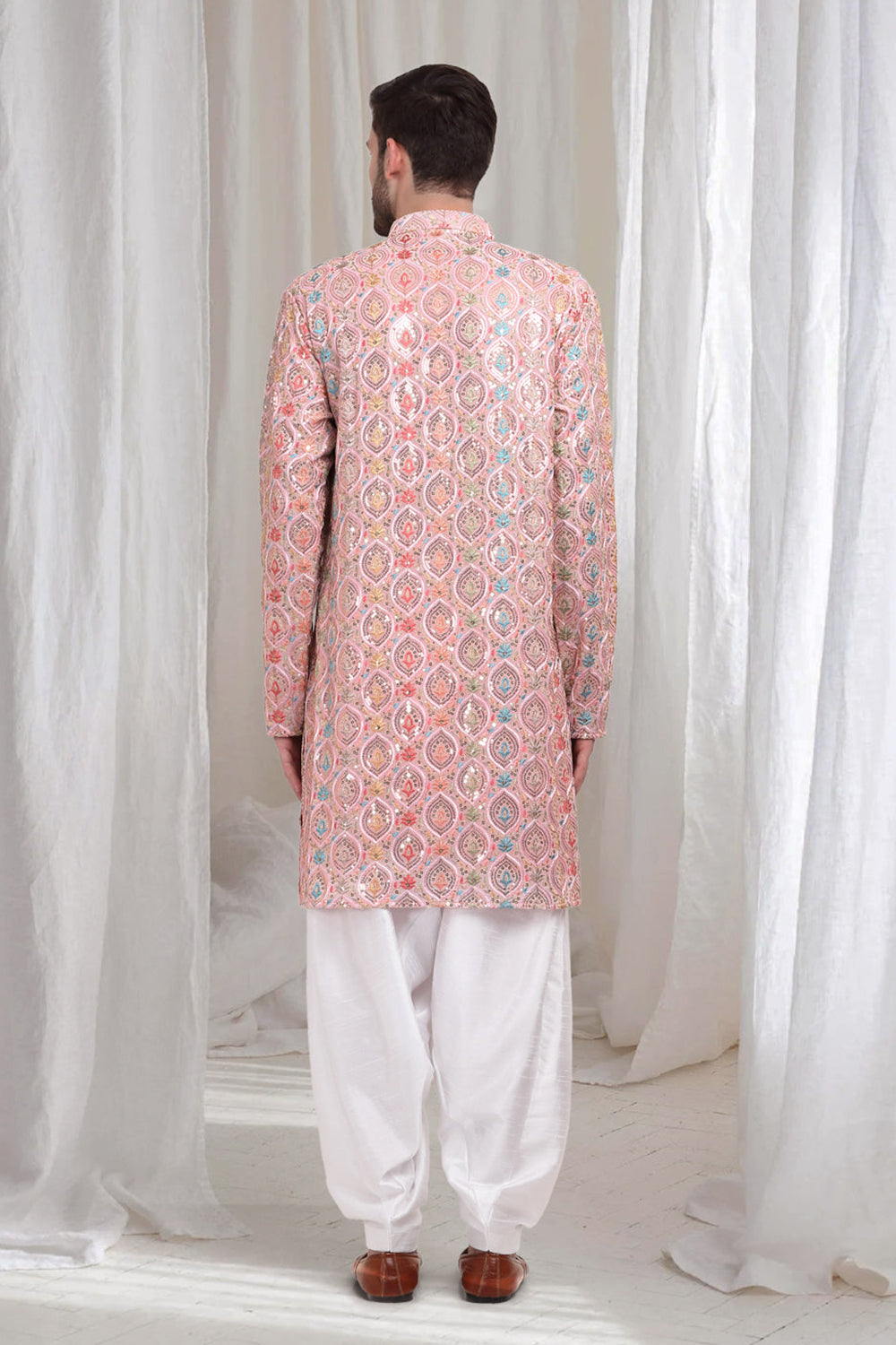 Samaroh Embroidered Leaf Kurta Patiala Set - Pastel Pink