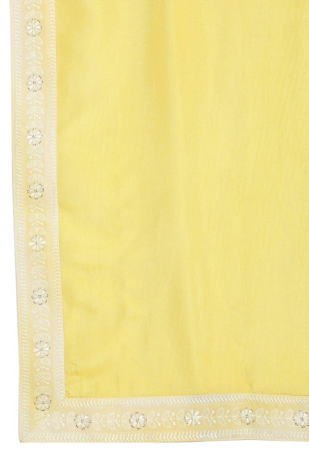Prafull Yellow Cotton Embroidery Pastel Kurta Set