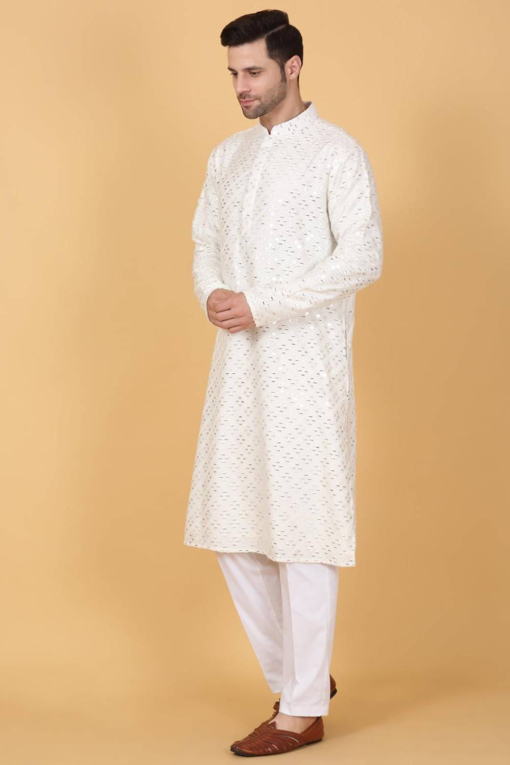 Mirror Embroidered Barfi Work Kurta Set