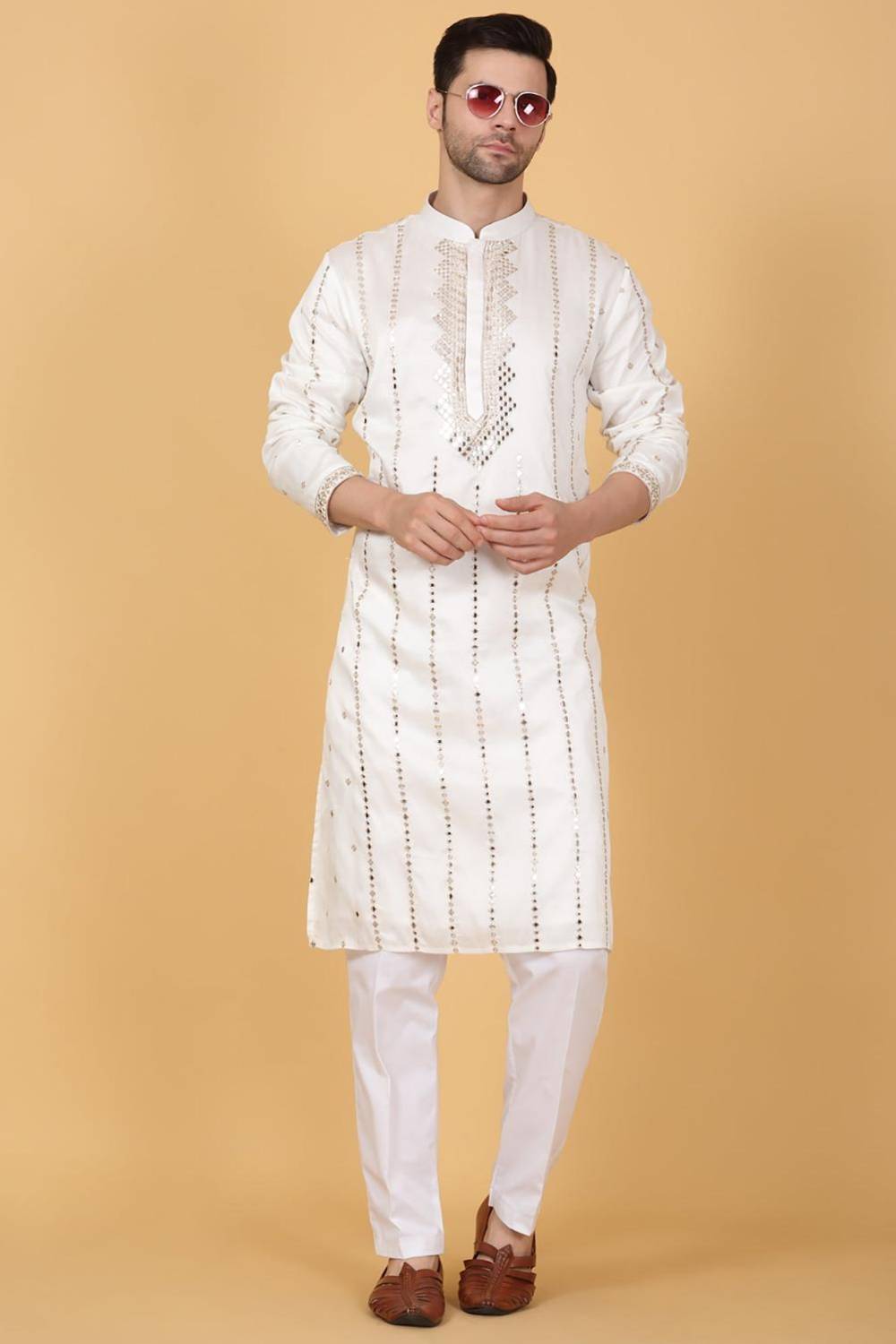 Zari Mirror Embroidered Kurta Set