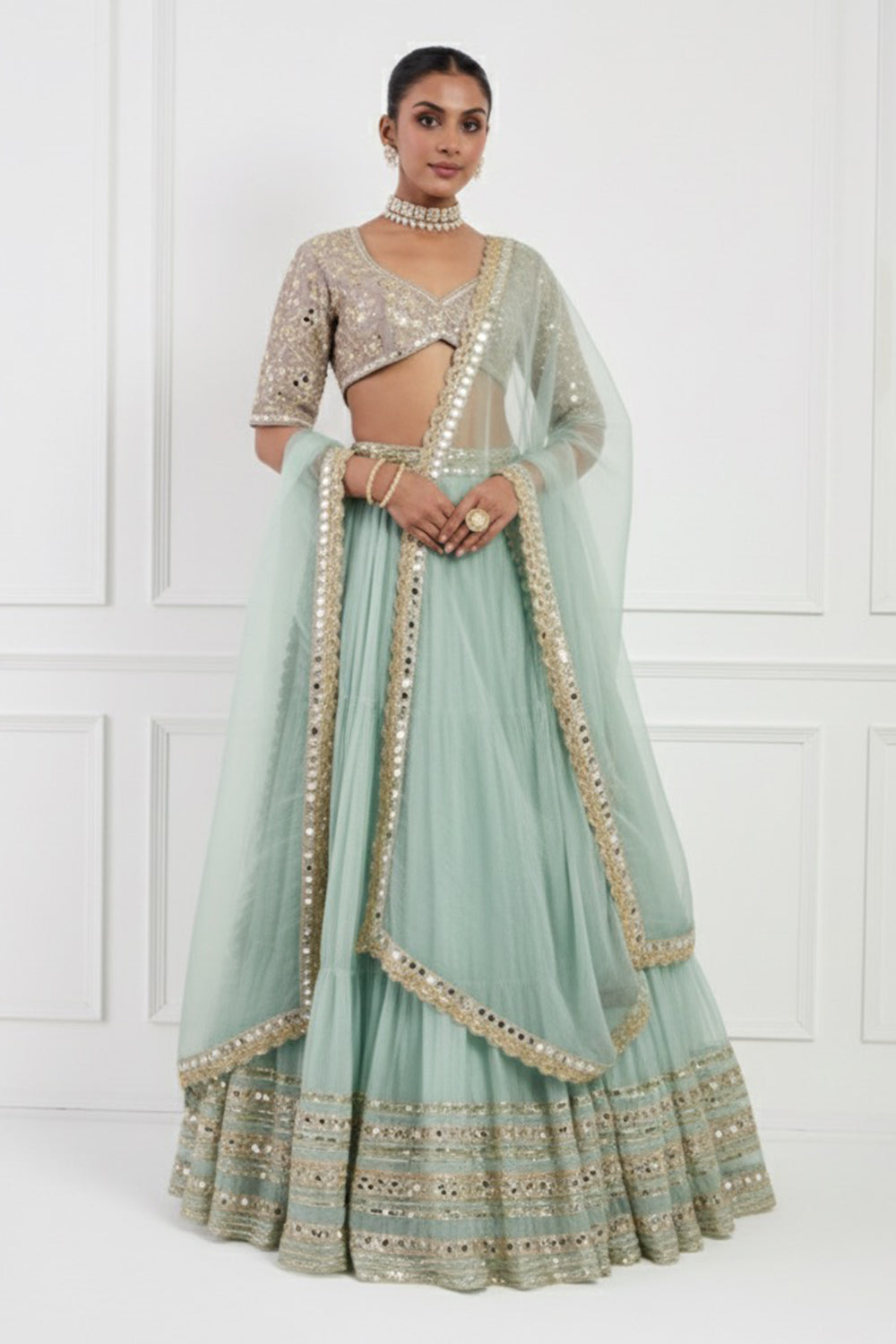 Mint Lehenga Set