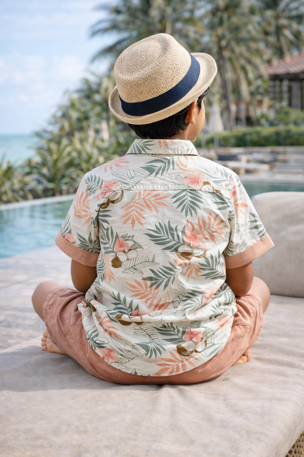 Boys Tropical Cotton Shirt & Linen Shorts Co-ord Set