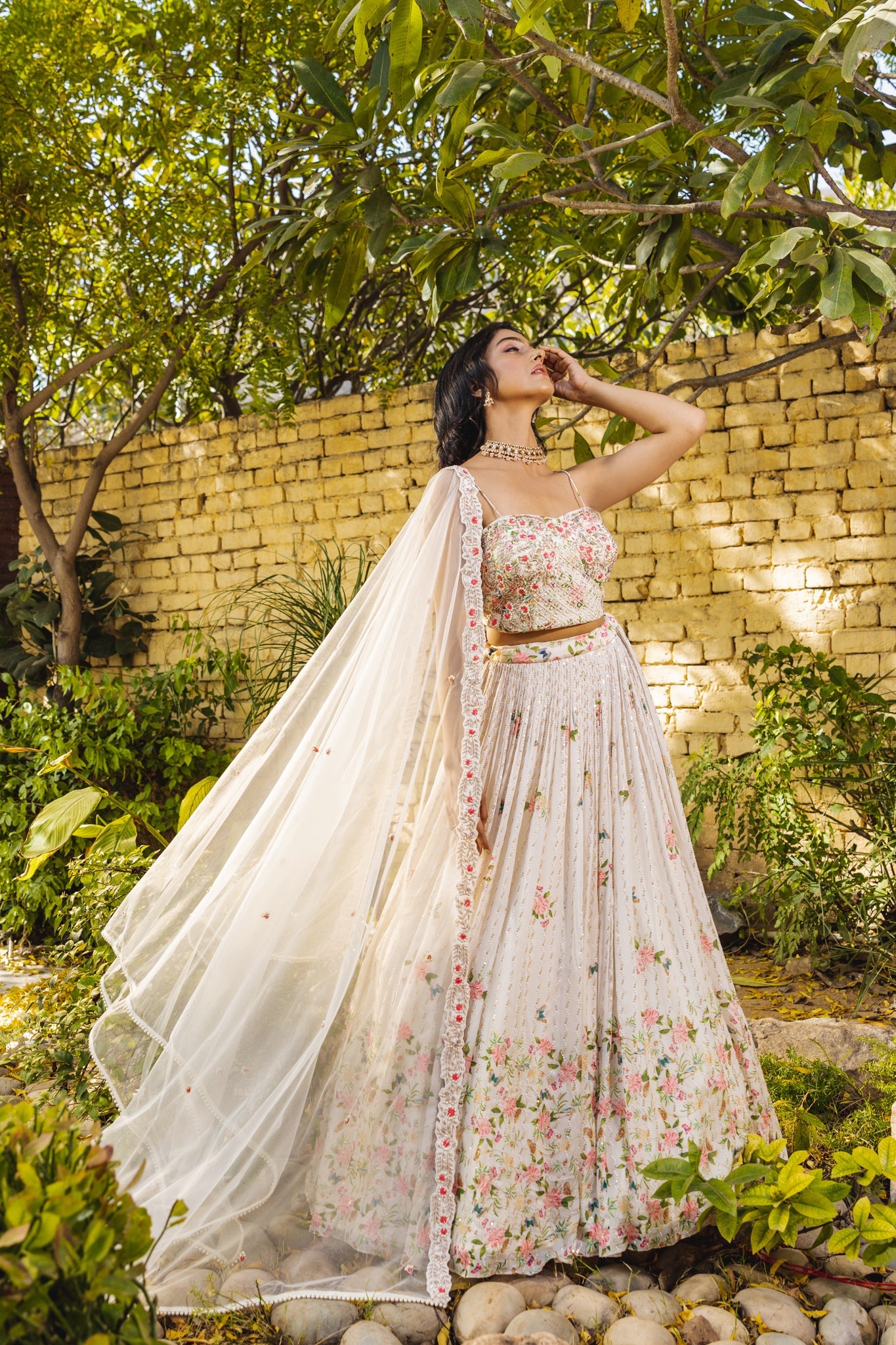 Off white bustier lehenga set