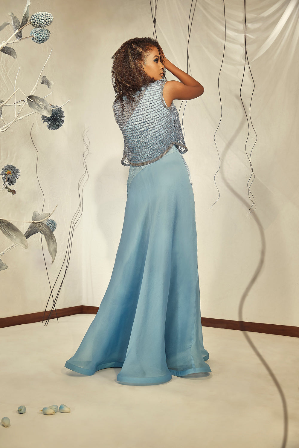 Blue Long Gown with Jacket