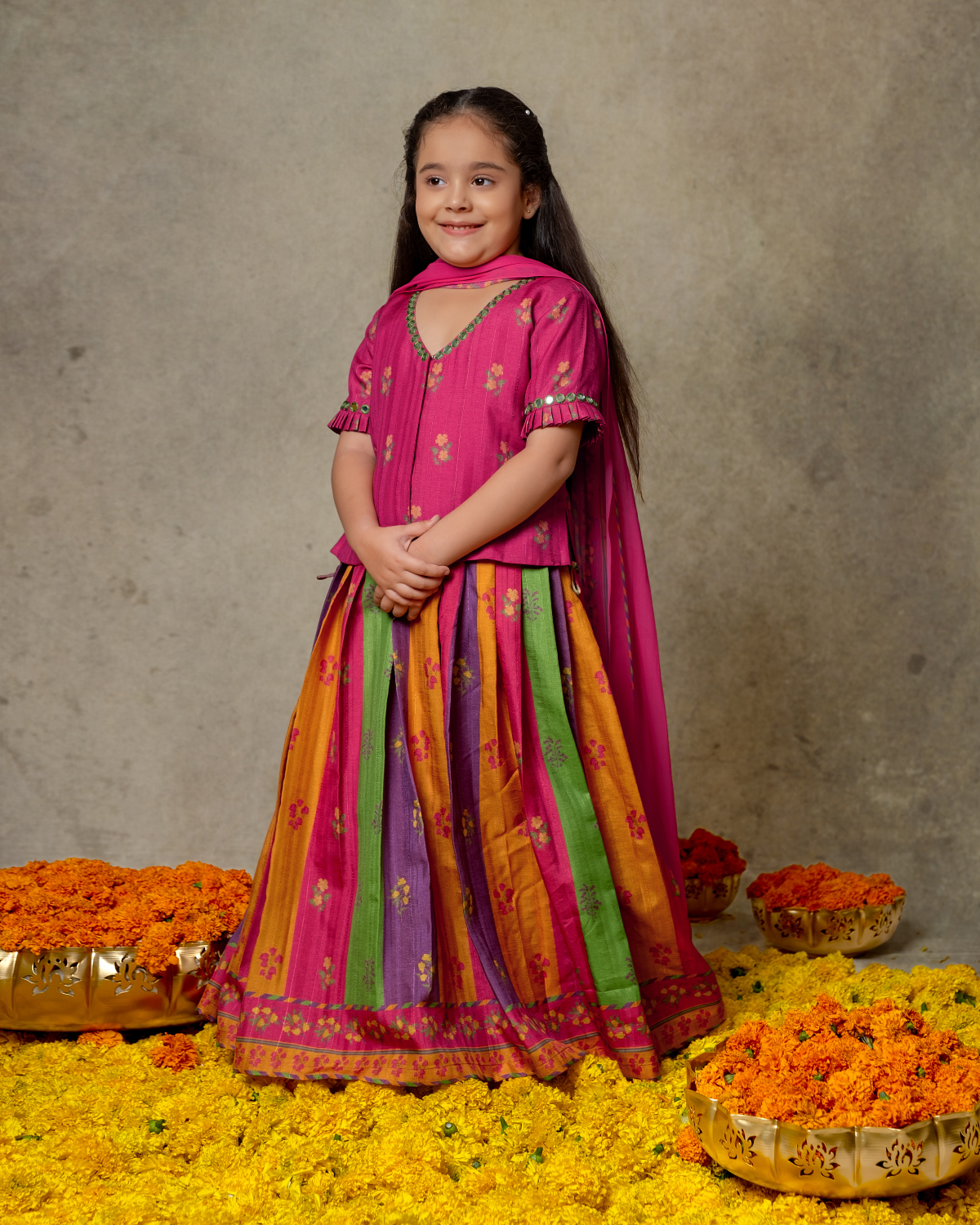 MULTICOLOURED LEHENGA SET