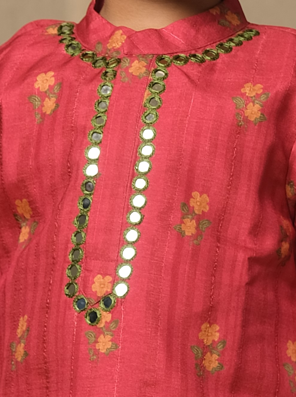 MULTICOLOUR MIRROR WORK KURTA SET