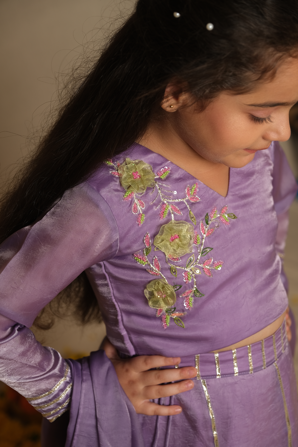 LAVENDER HAND WORK LEHENGA SET