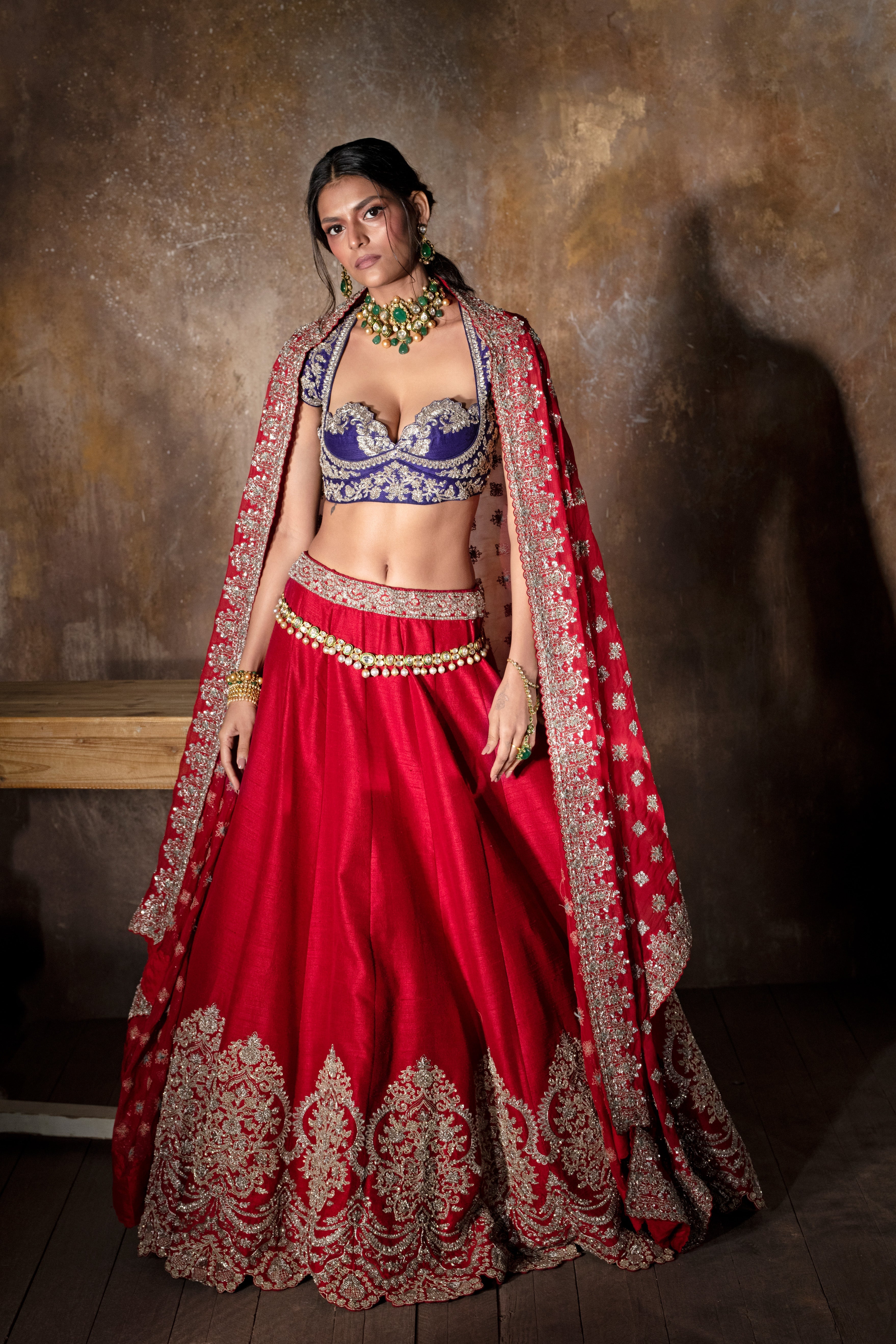 Jayanti Reddy - Red Embroidered Lehenga Set