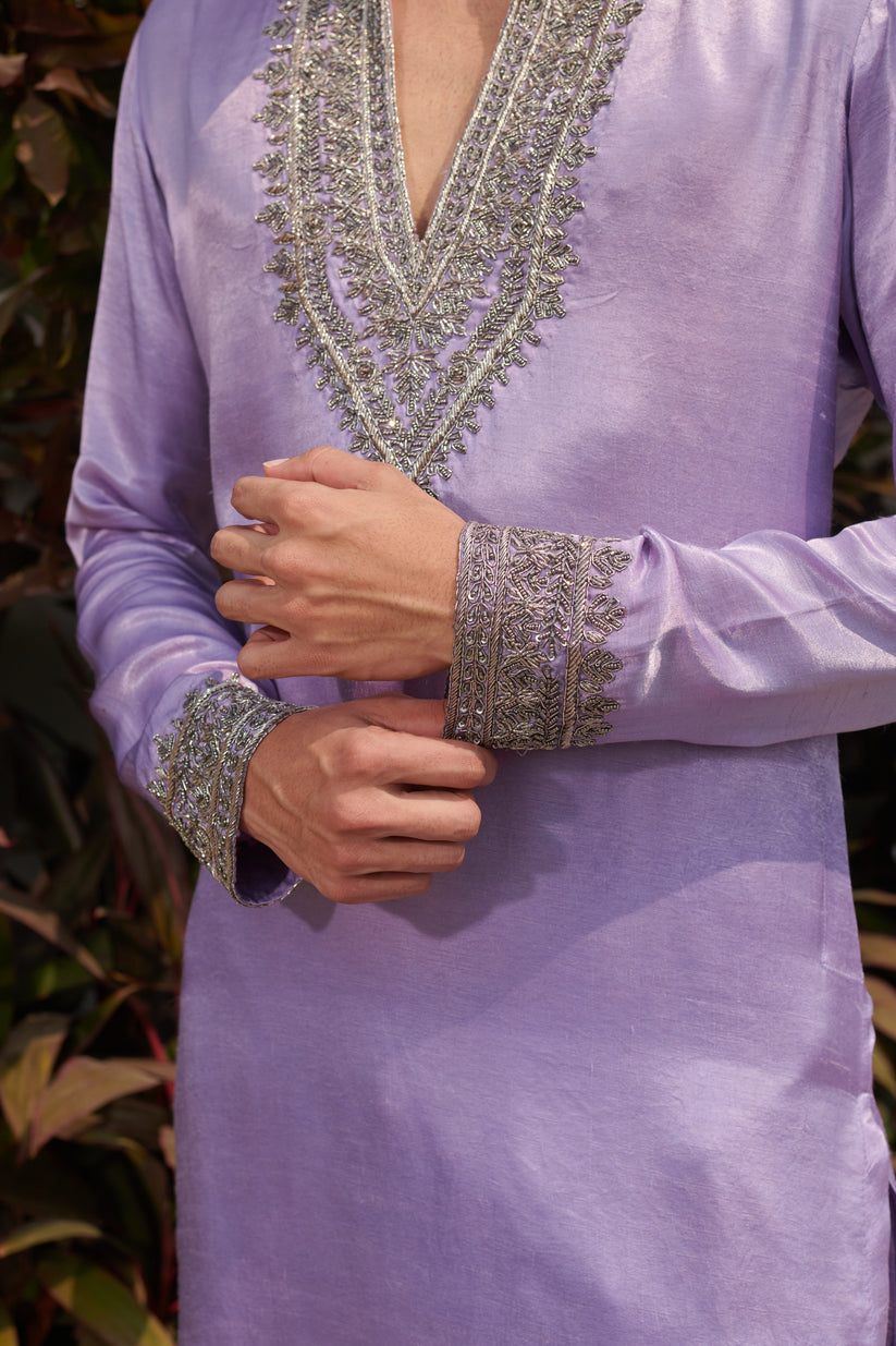 CY Jigar & Nikita Lilac Affair  Kurta Set Closeup-1