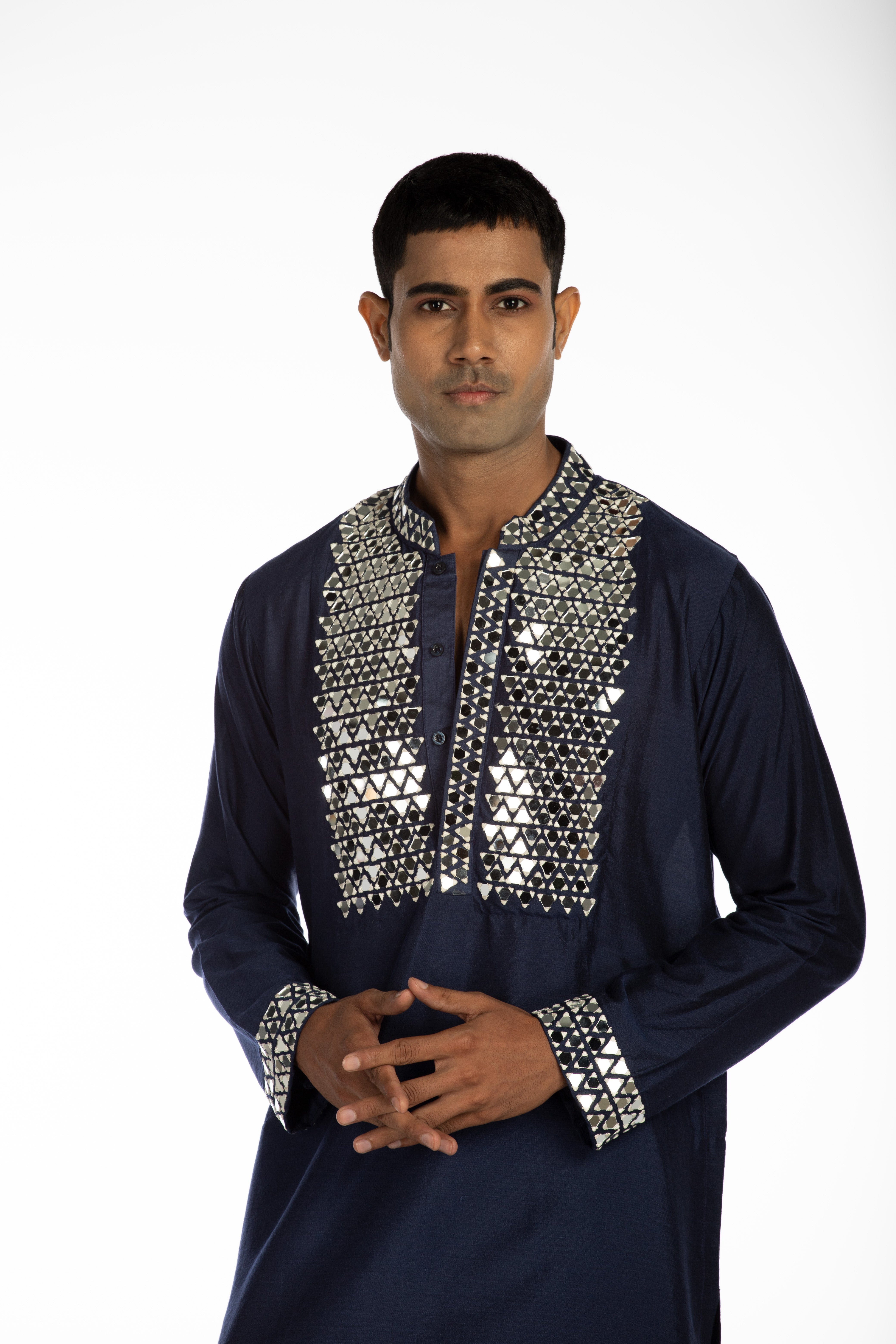 Navy Blue Embroidered Set
