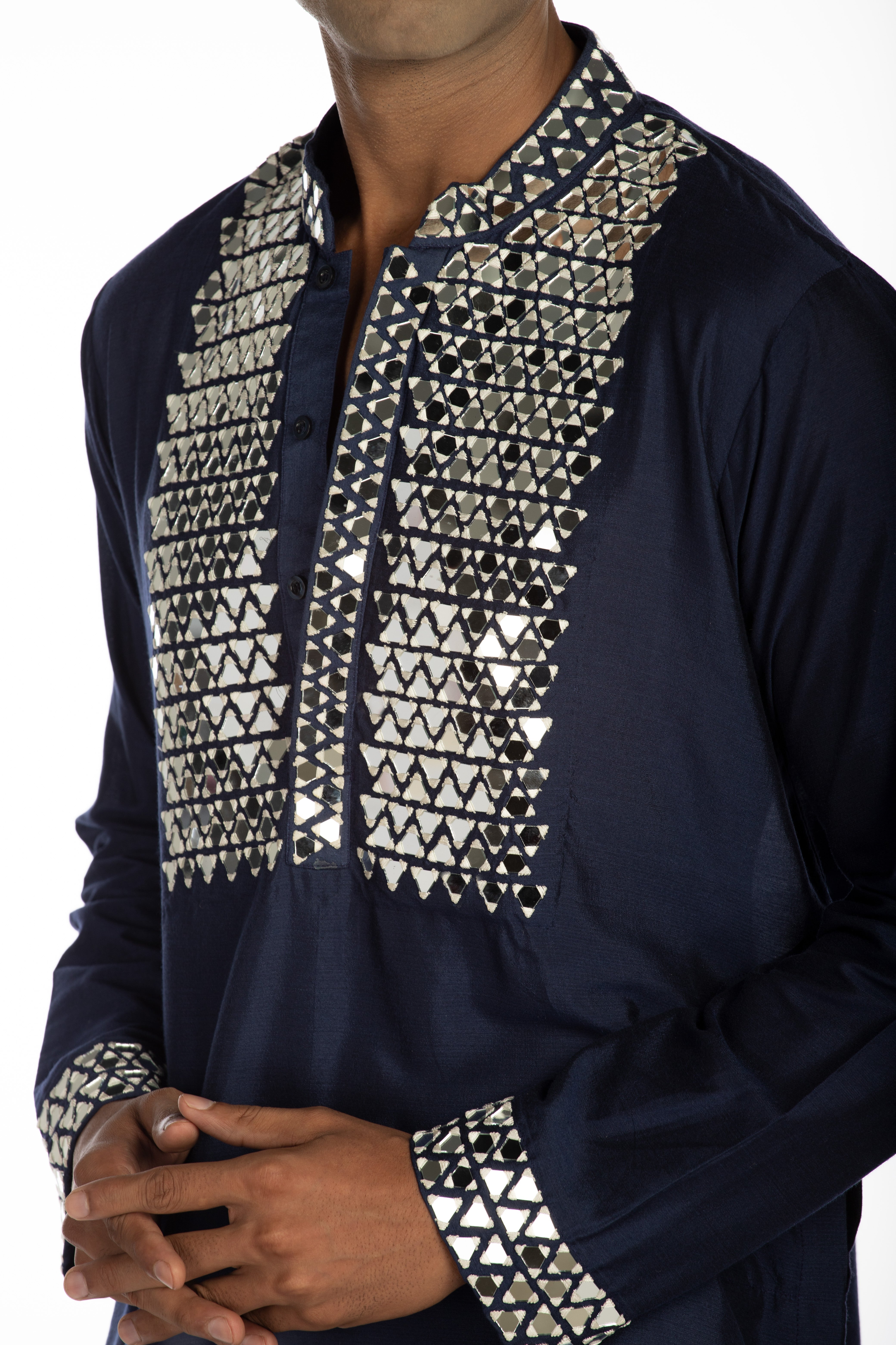 Navy Blue Embroidered Set