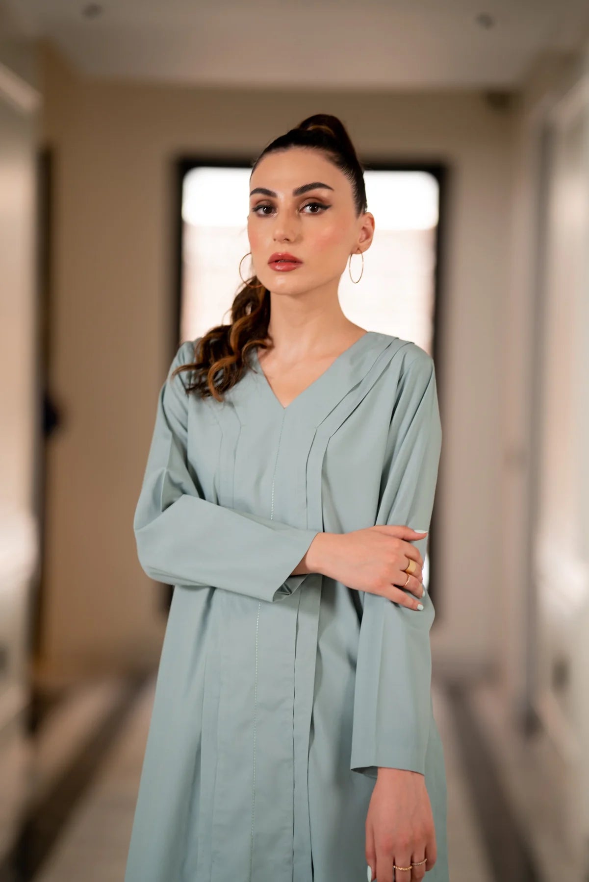 Ice- Blue Kurta With Pants