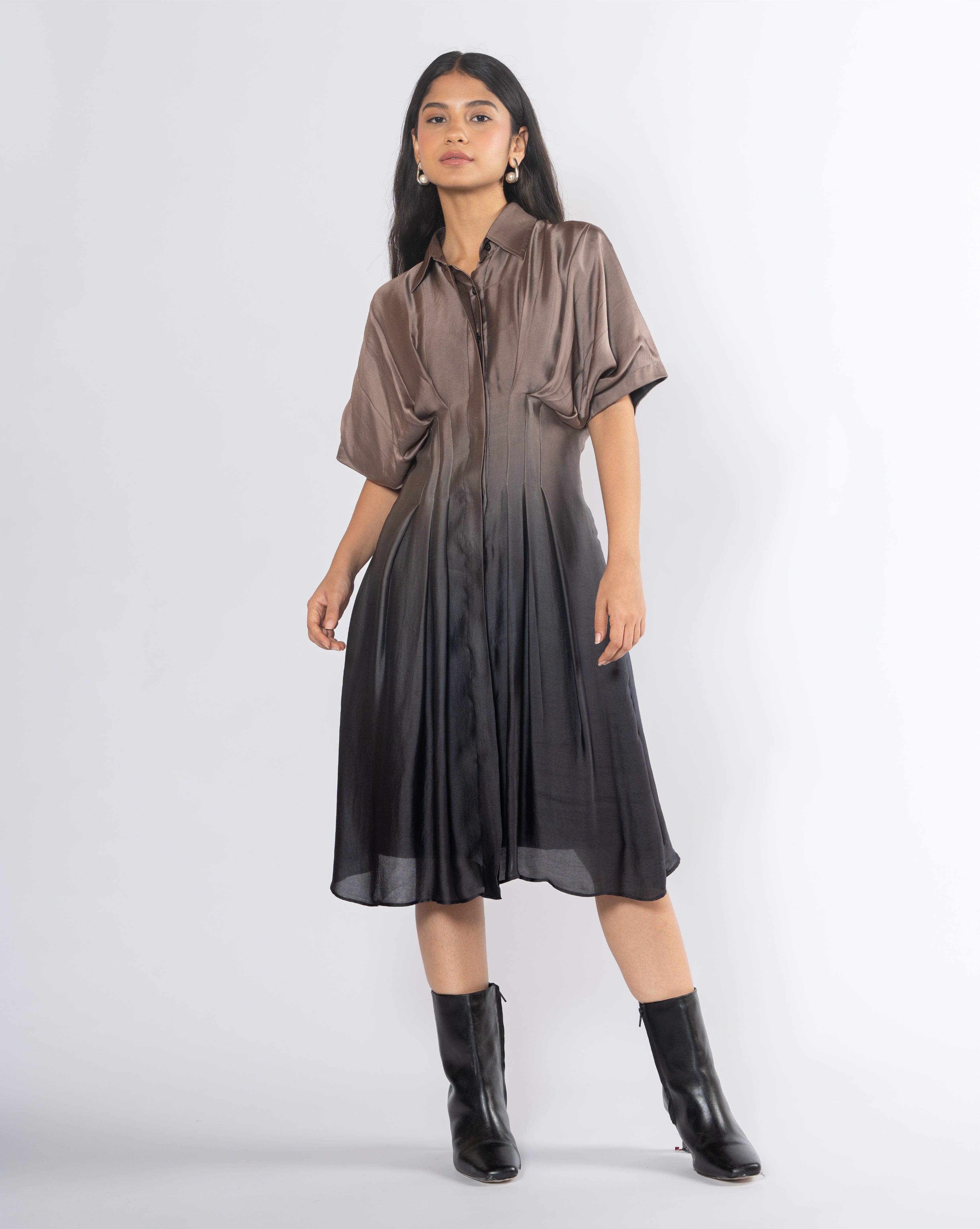Pleated Shirt Dress