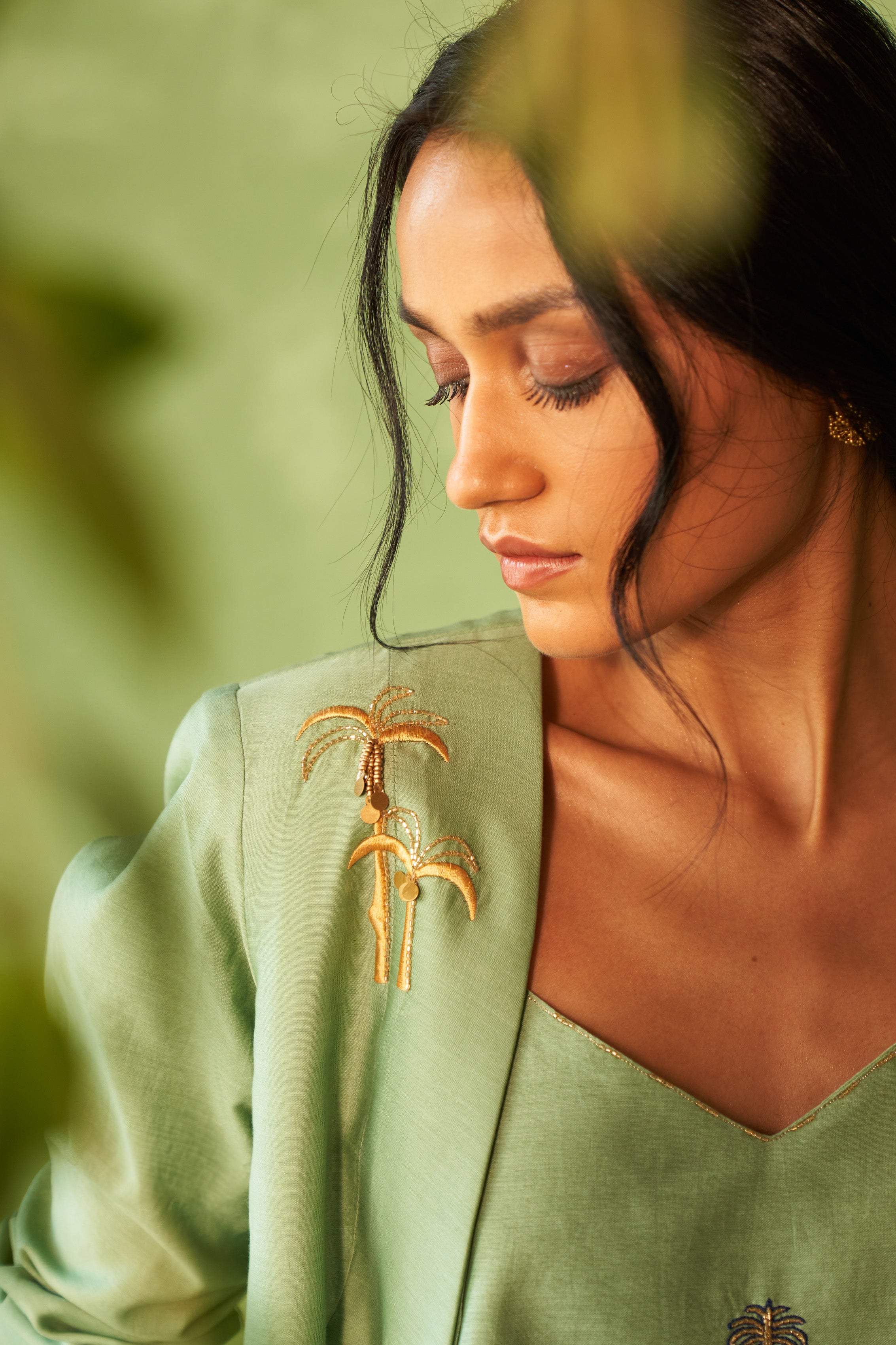 Purple Chanderi Embroidered Lounge Jacket Set