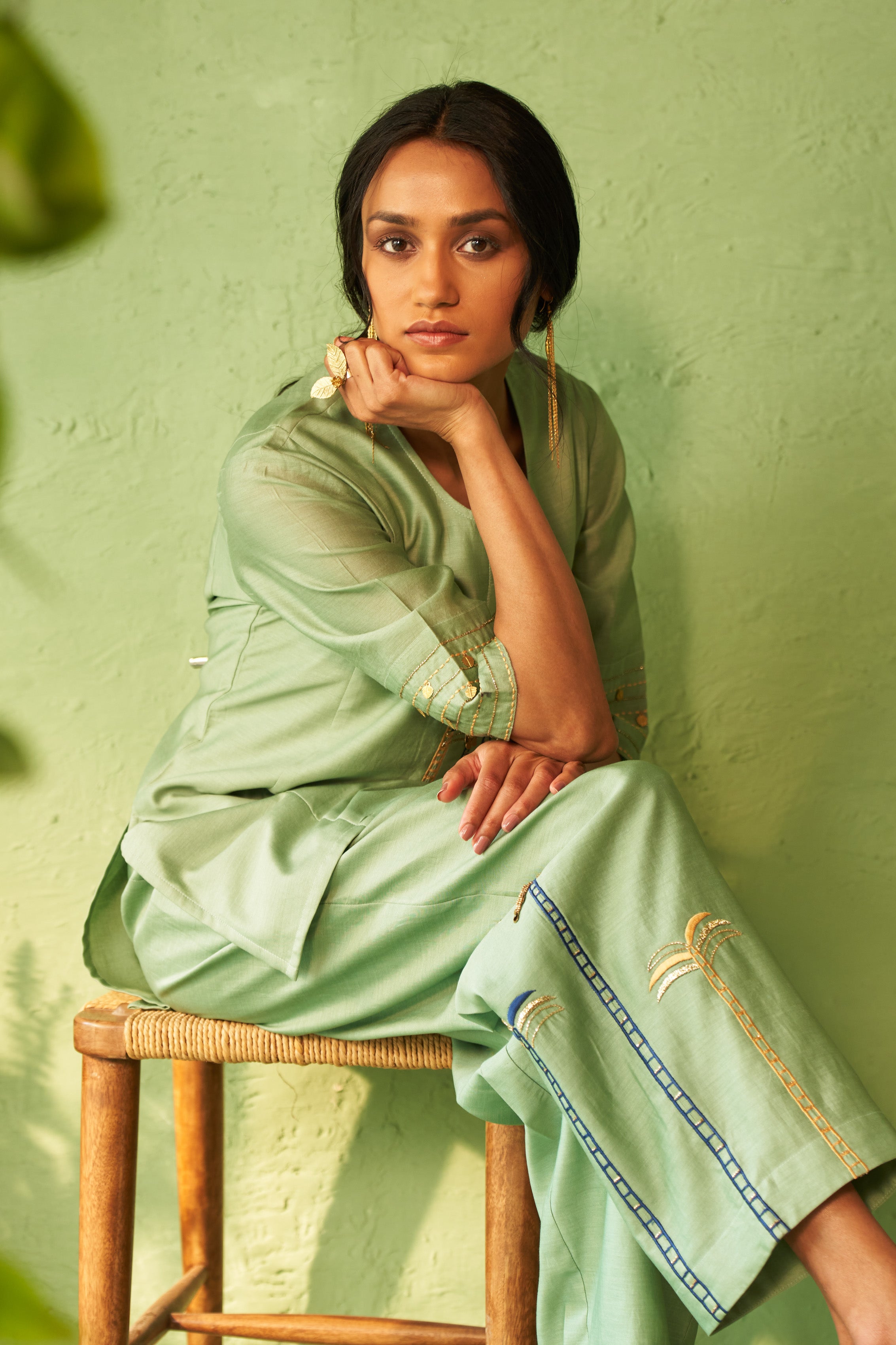 Palm Tree Embroidered Co-Ord Set