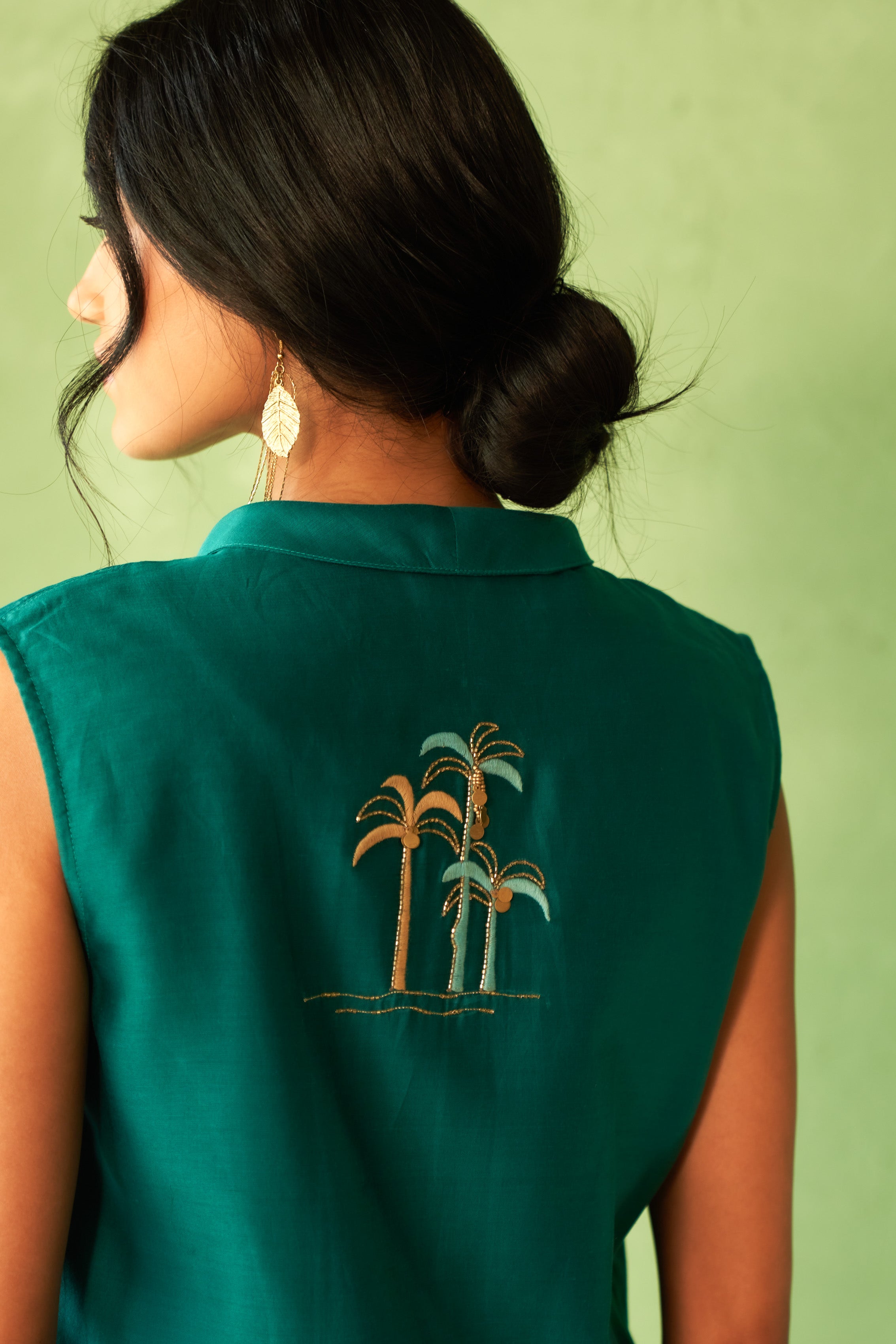 Palm Tree Embroidered Co-Ord Set