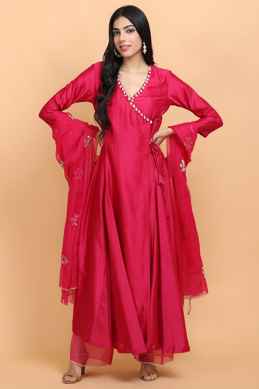 Pink Angrakha Suit Set - Auraya Fashion -  - #tag1# - #tag2# - #tag3# - #tag3#